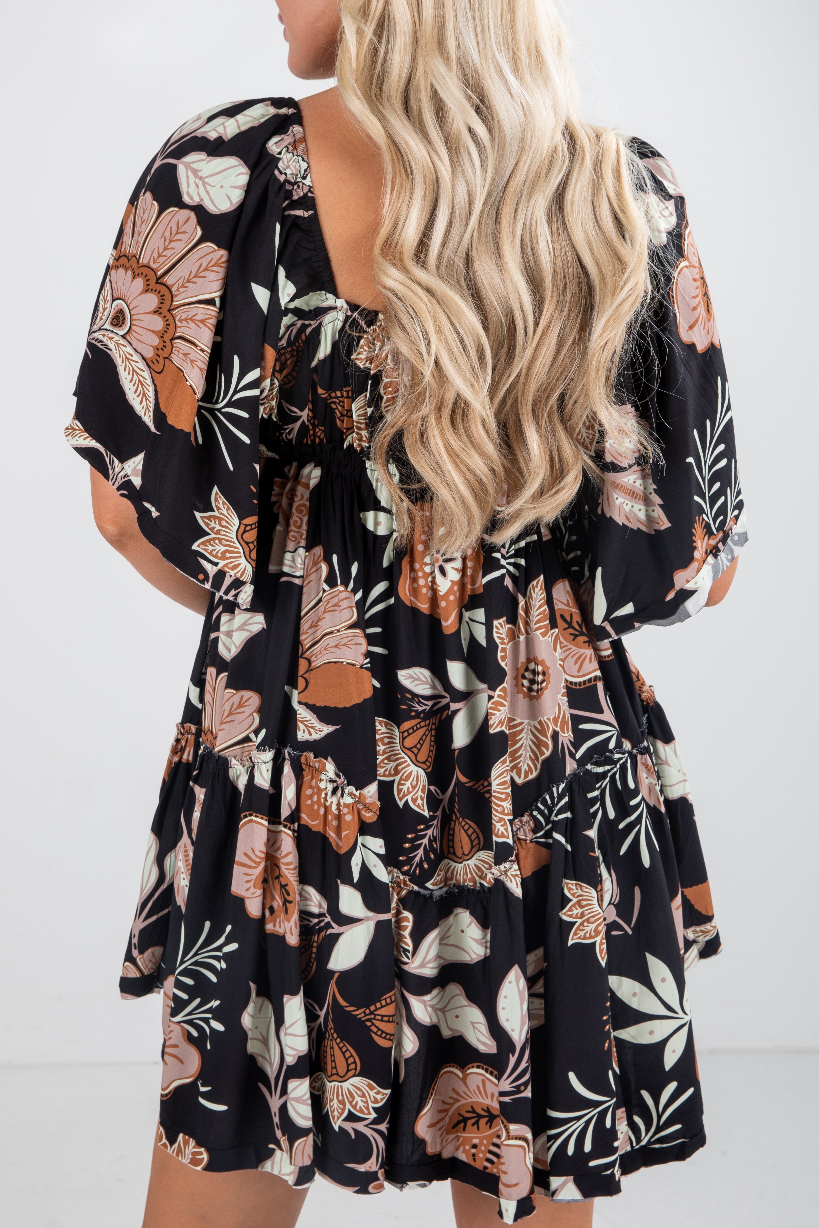 FINAL SALE - Step It Up Black Floral Mini Dress