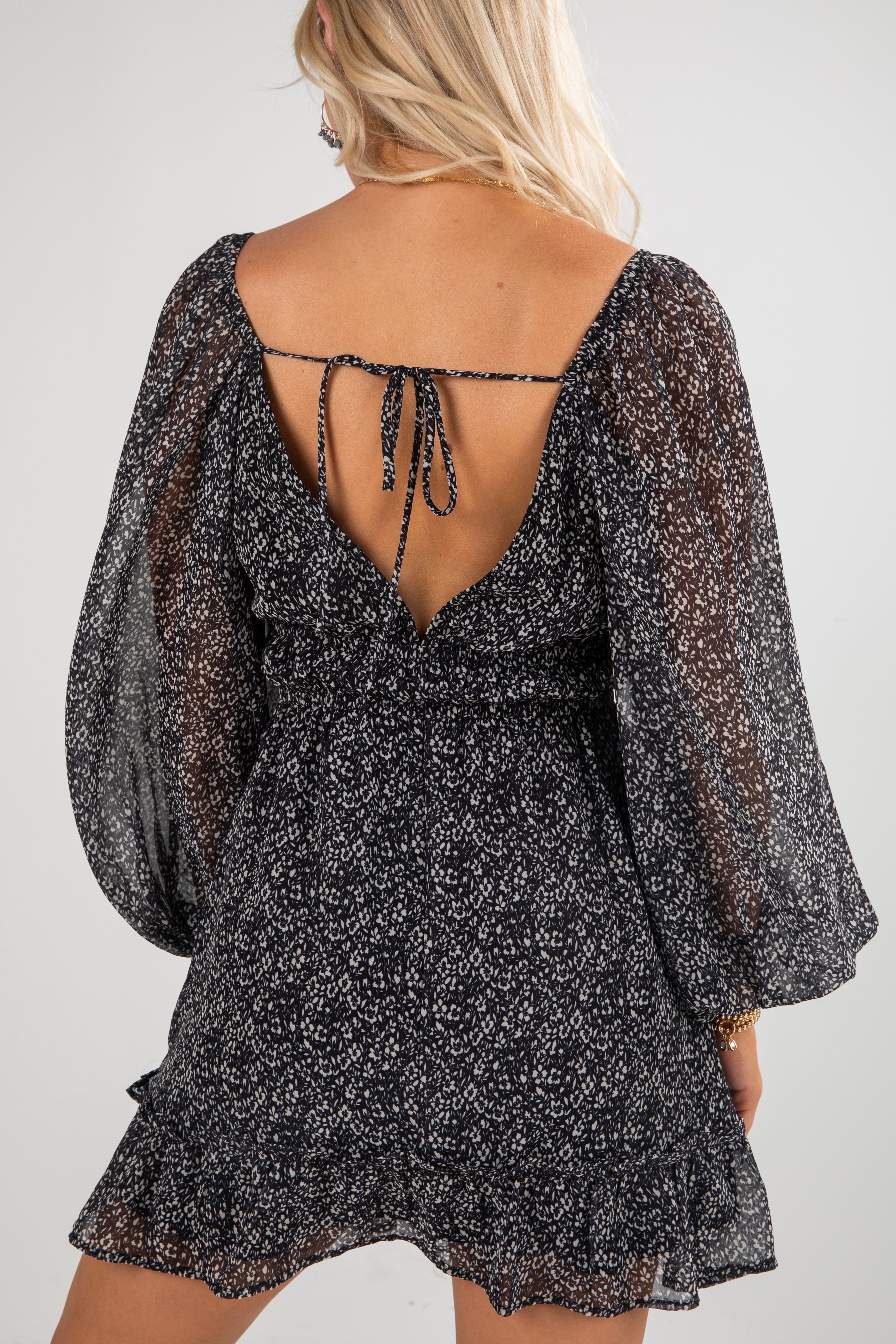 FINAL SALE - Take Your Turn Black Floral Mini Dress
