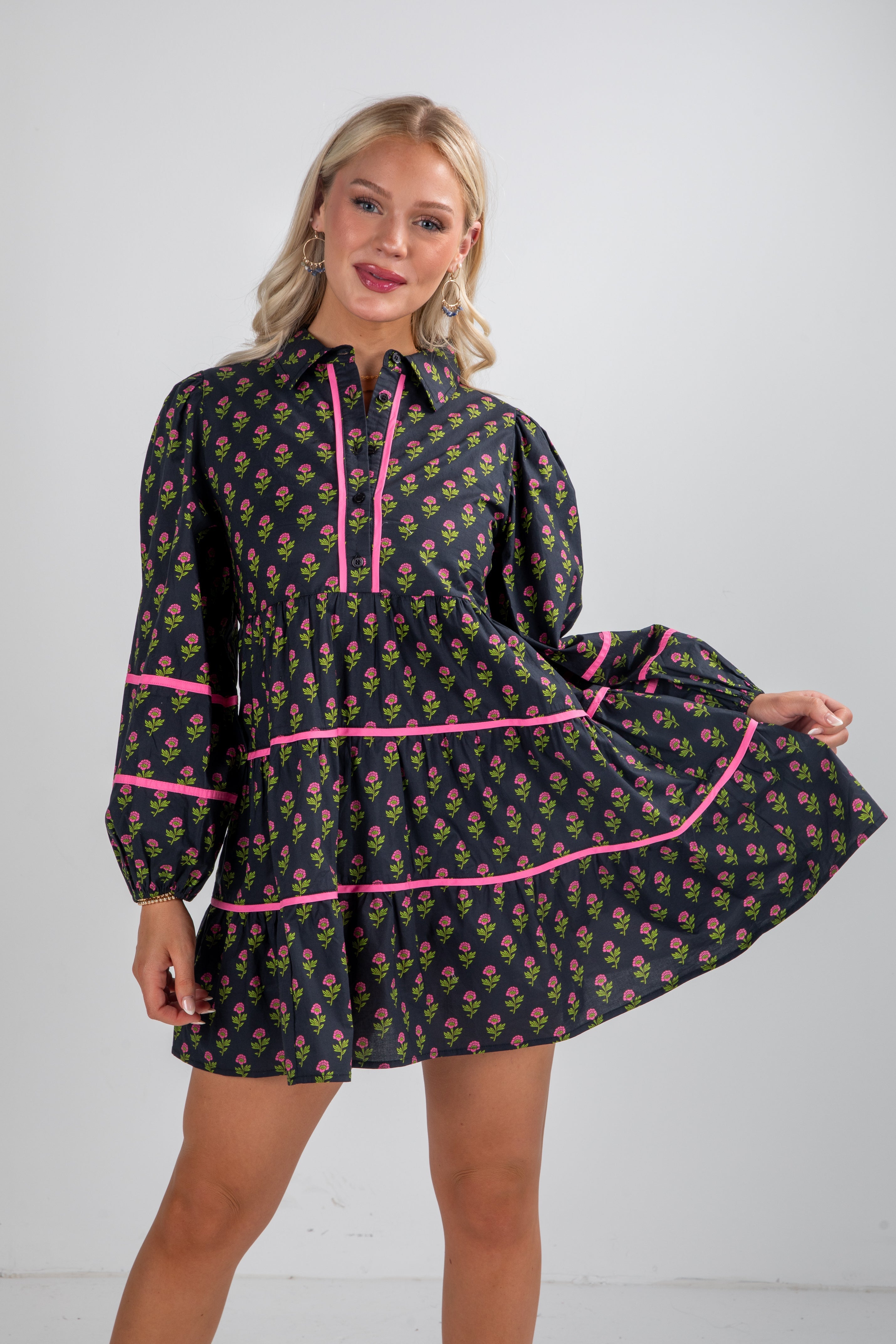 FINAL SALE - Meadow Mood Black Floral Mini Dress