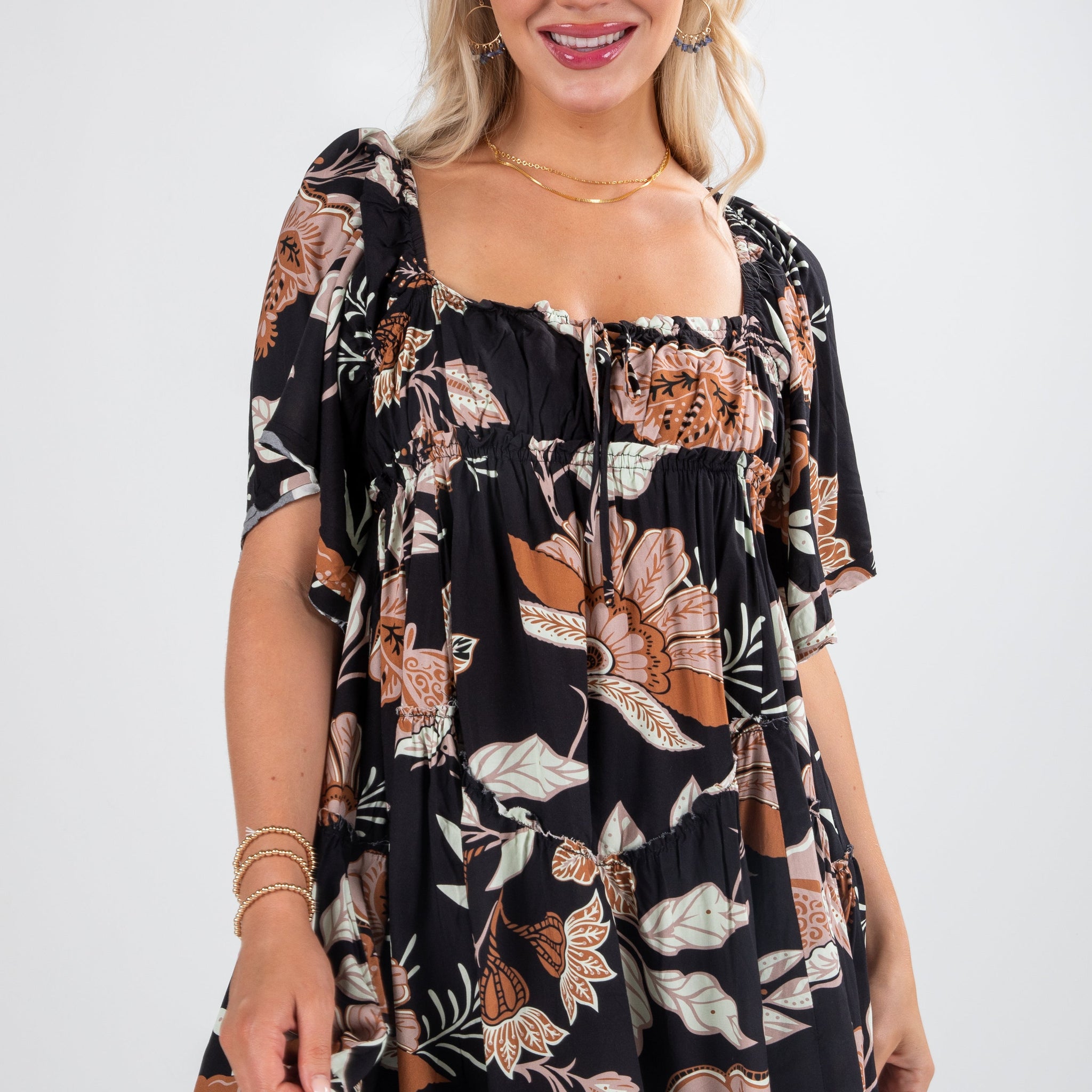 FINAL SALE - Step It Up Black Floral Mini Dress