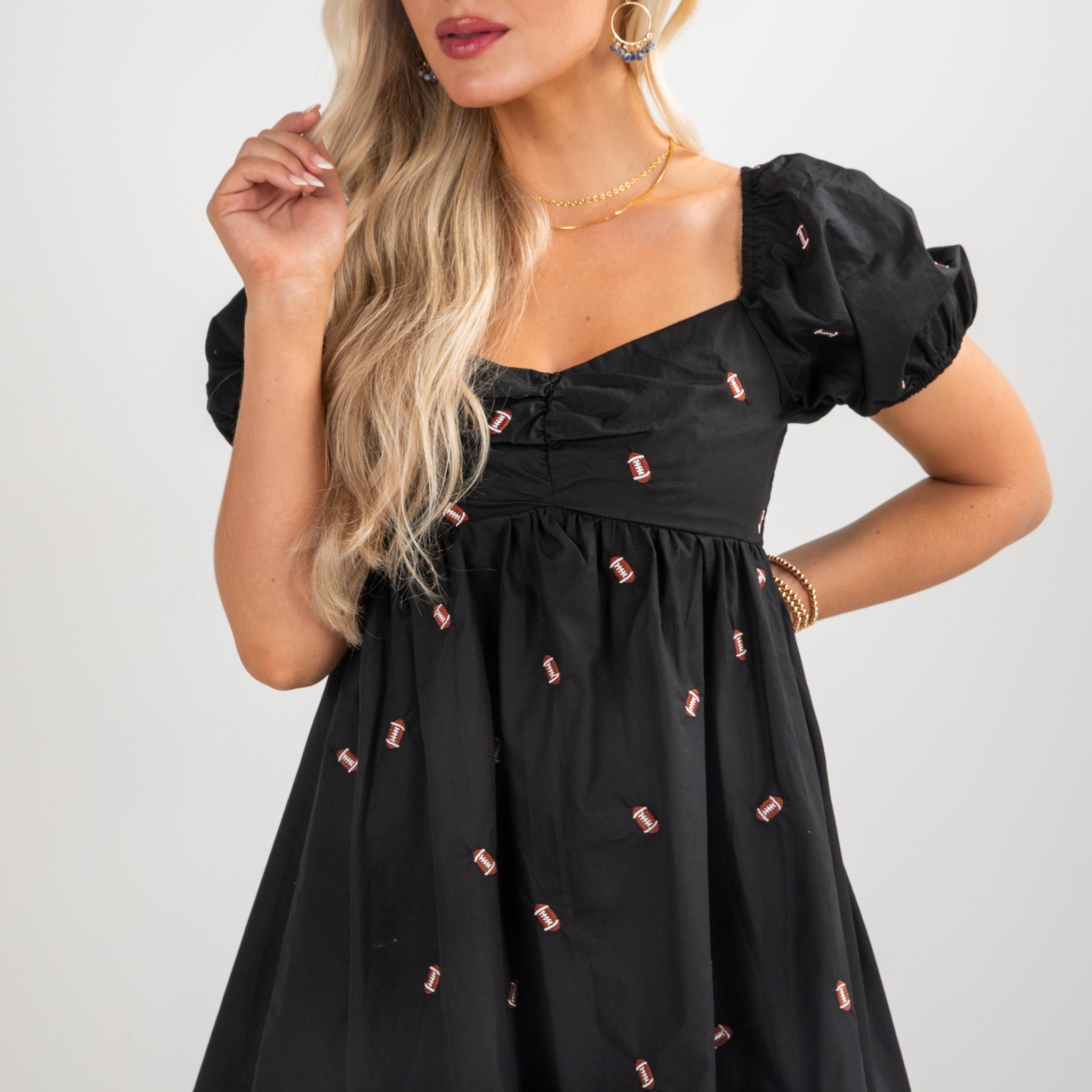 Fourth Quarter Football Babydoll Mini Dress