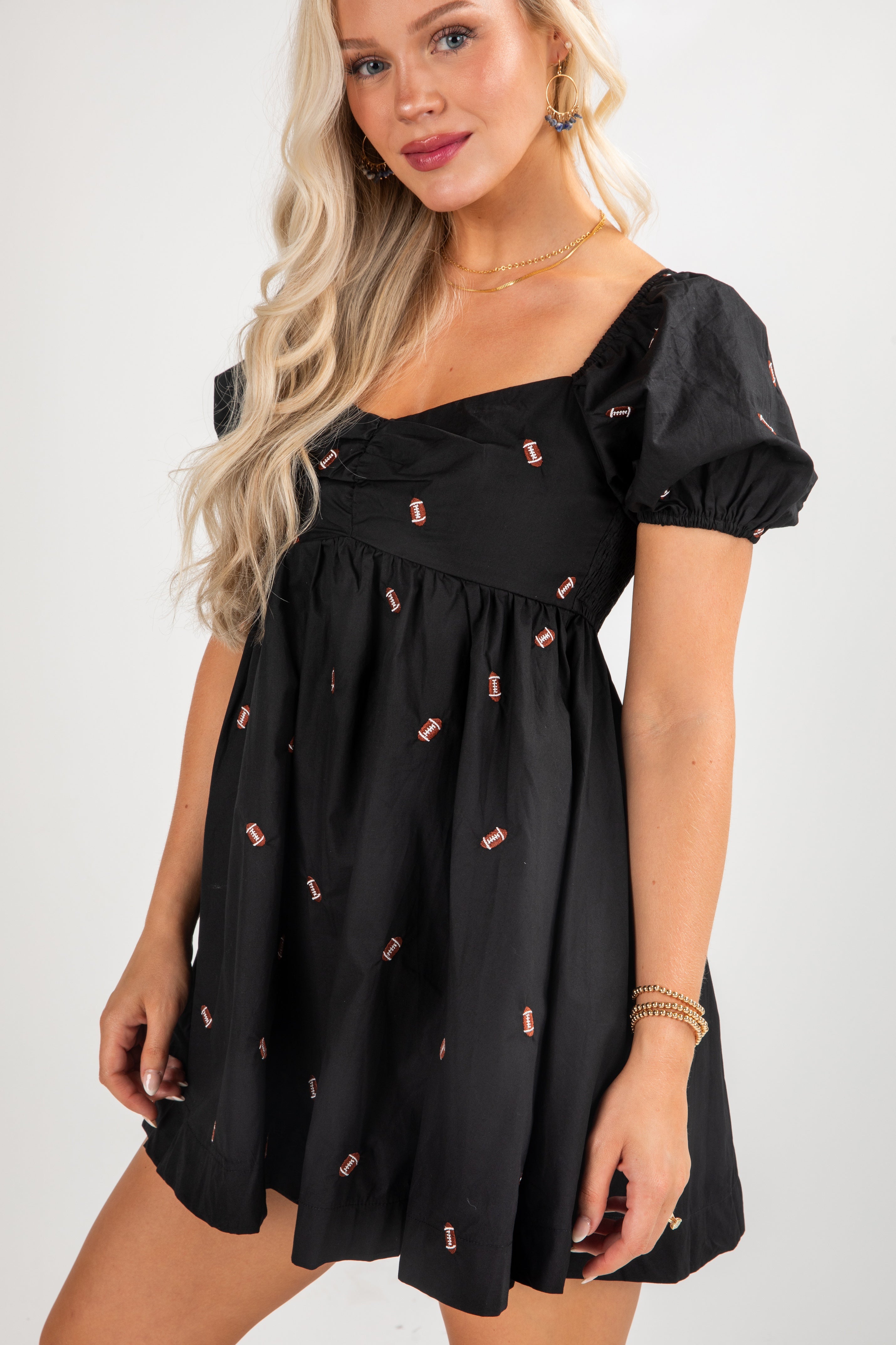 Fourth Quarter Football Babydoll Mini Dress
