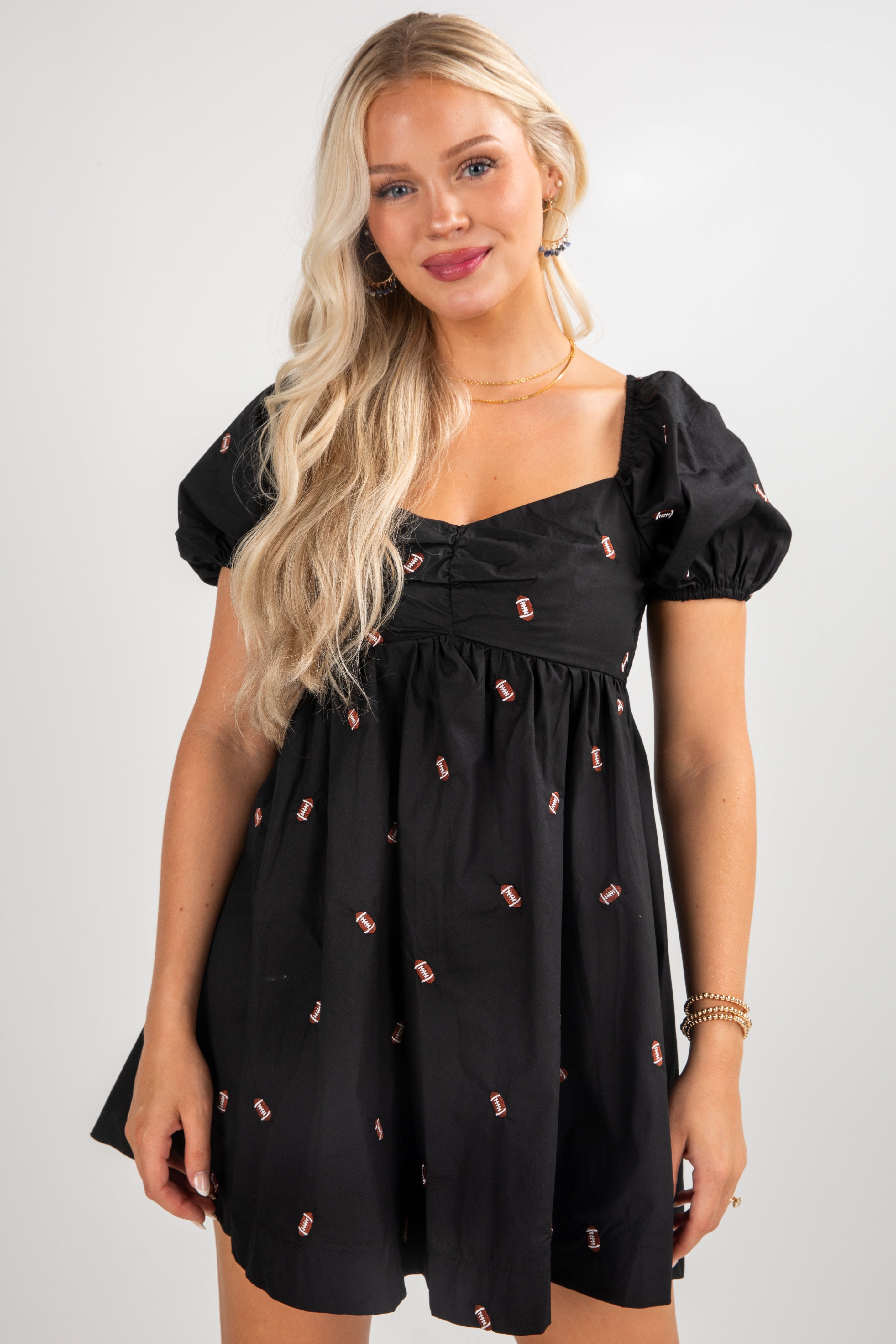 Fourth Quarter Football Babydoll Mini Dress