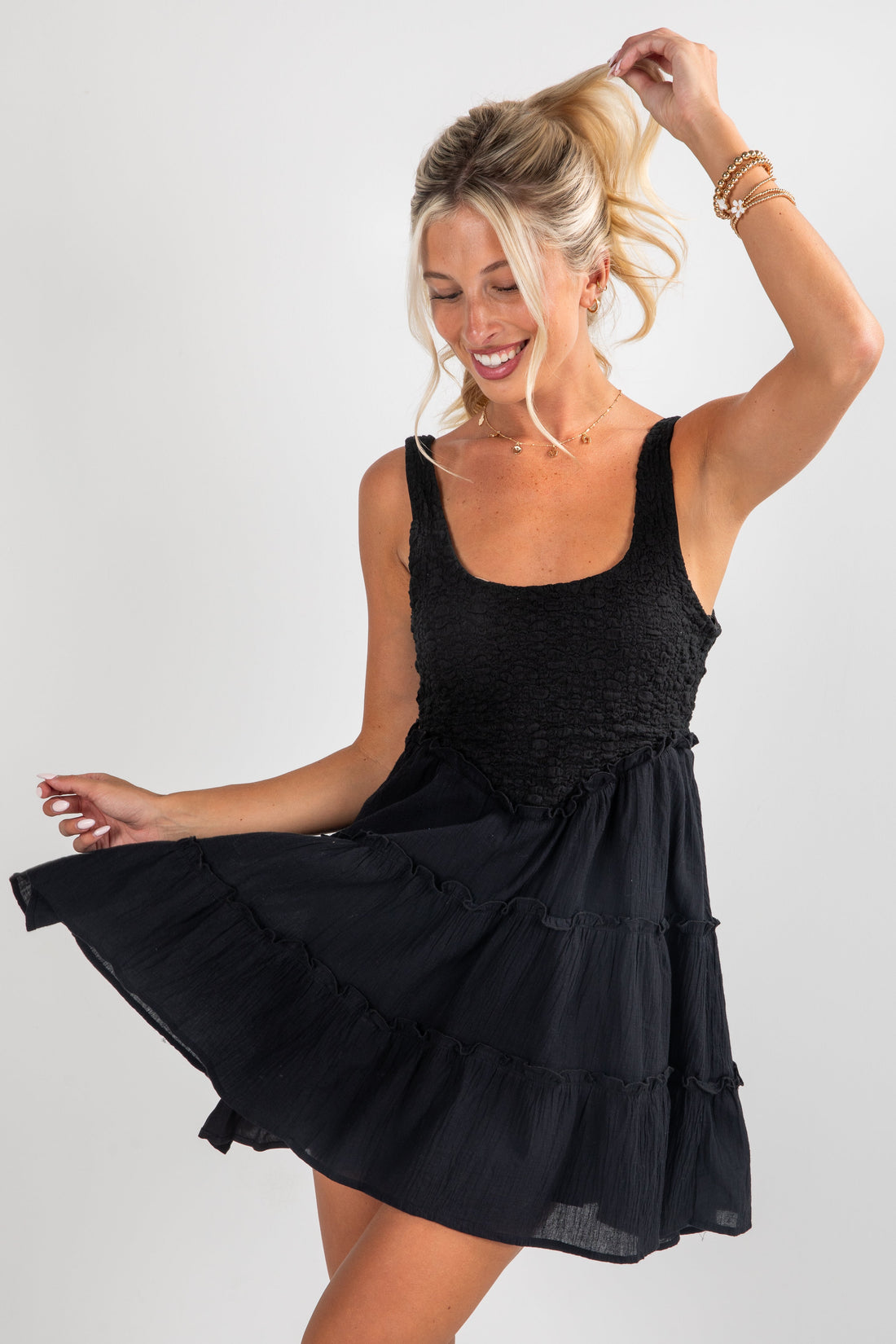 FINAL SALE - Remarkable Arrival Black Tiered Mini Dress