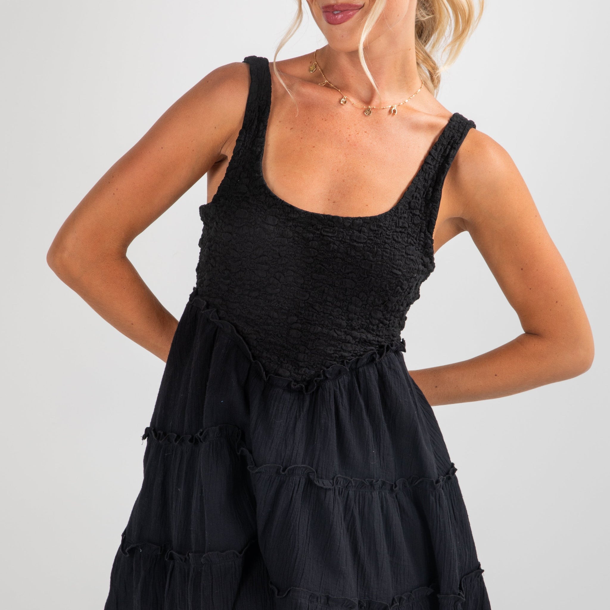 FINAL SALE - Remarkable Arrival Black Tiered Mini Dress