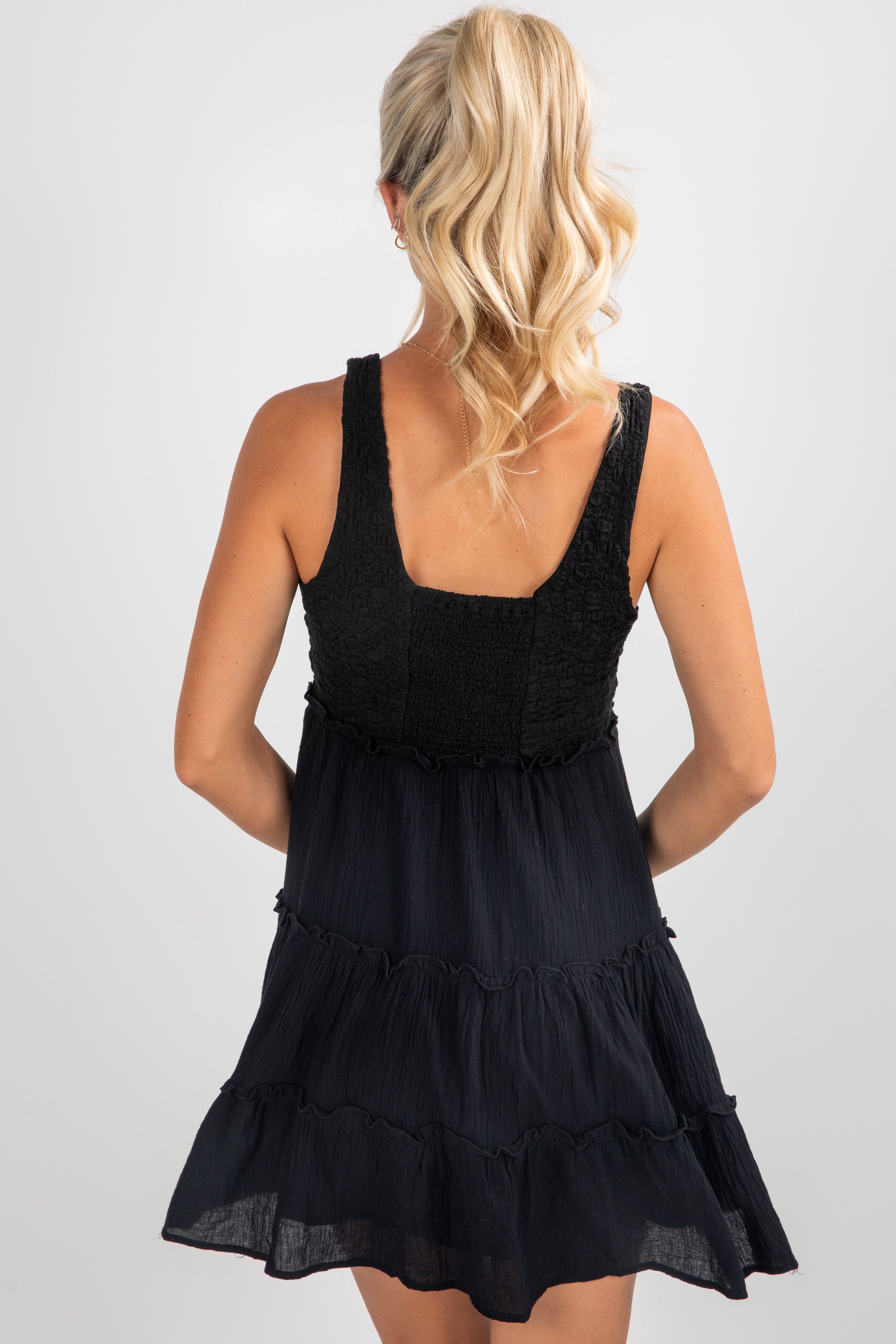 FINAL SALE - Remarkable Arrival Black Tiered Mini Dress