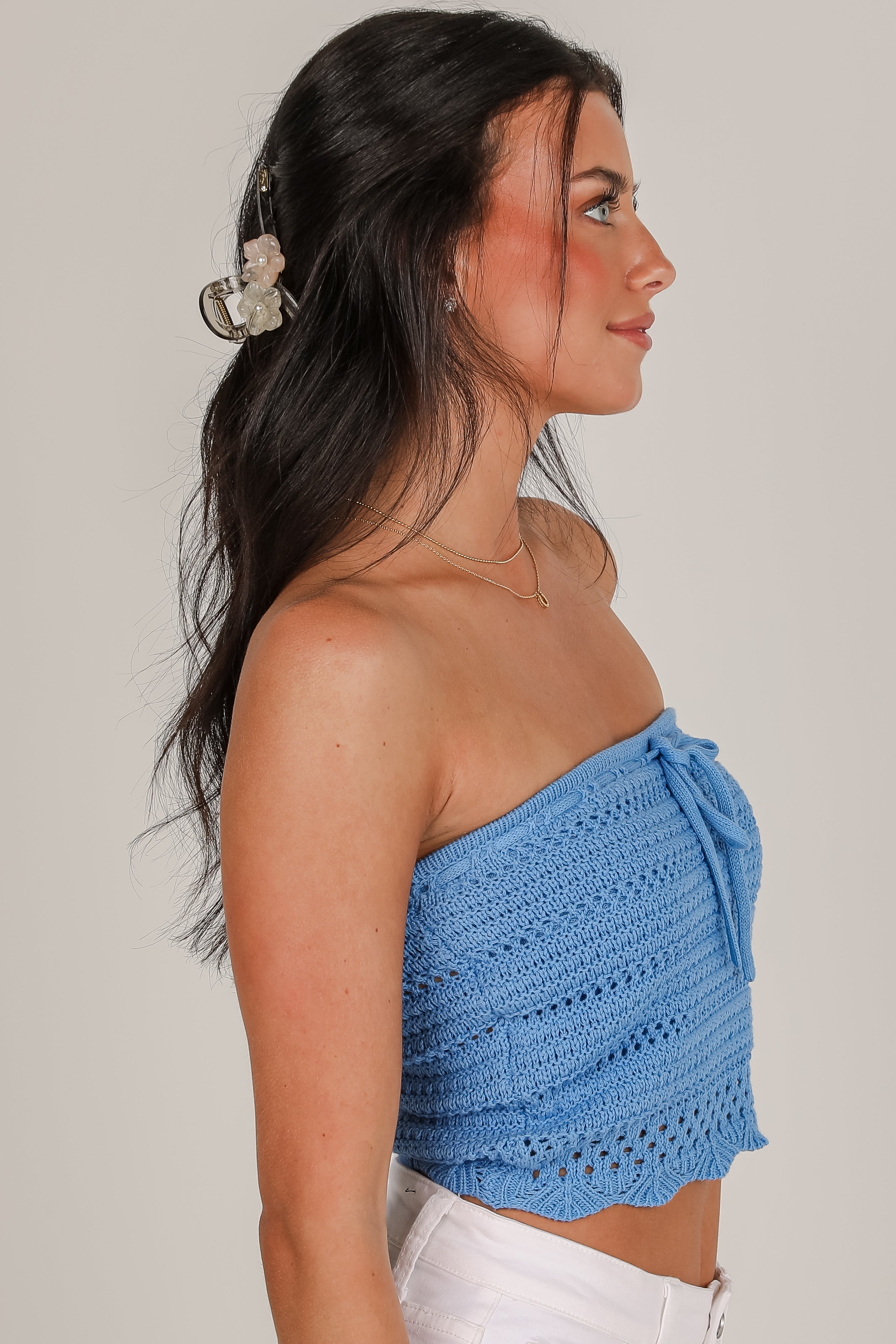 FINAL SALE - Head Start Blue Crochet Tube Top
