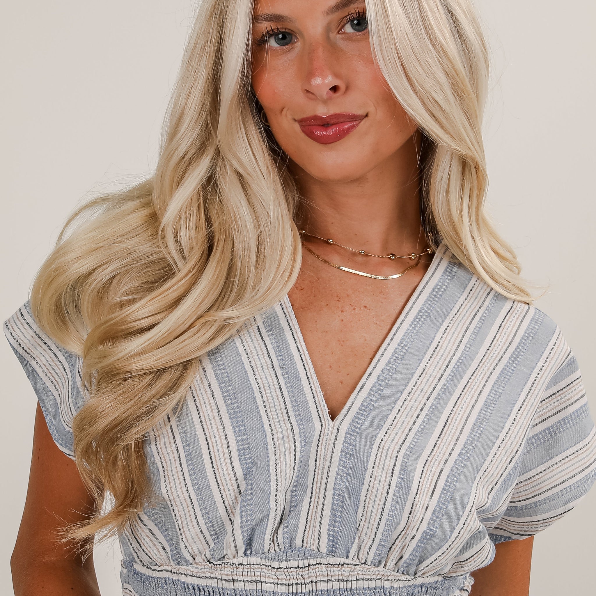 FINAL SALE - Feels Like Love Blue Striped Blouse
