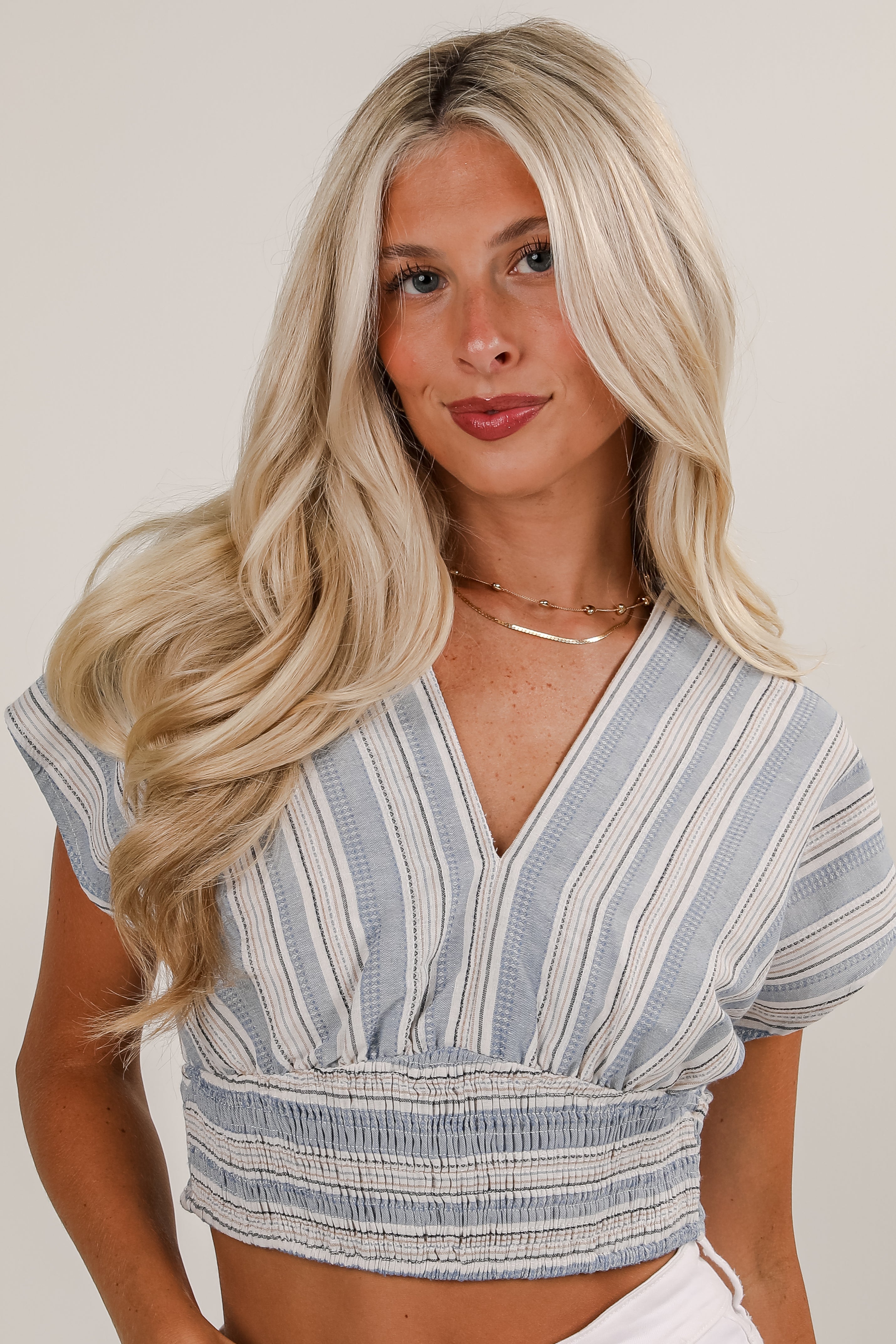 FINAL SALE - Feels Like Love Blue Striped Blouse