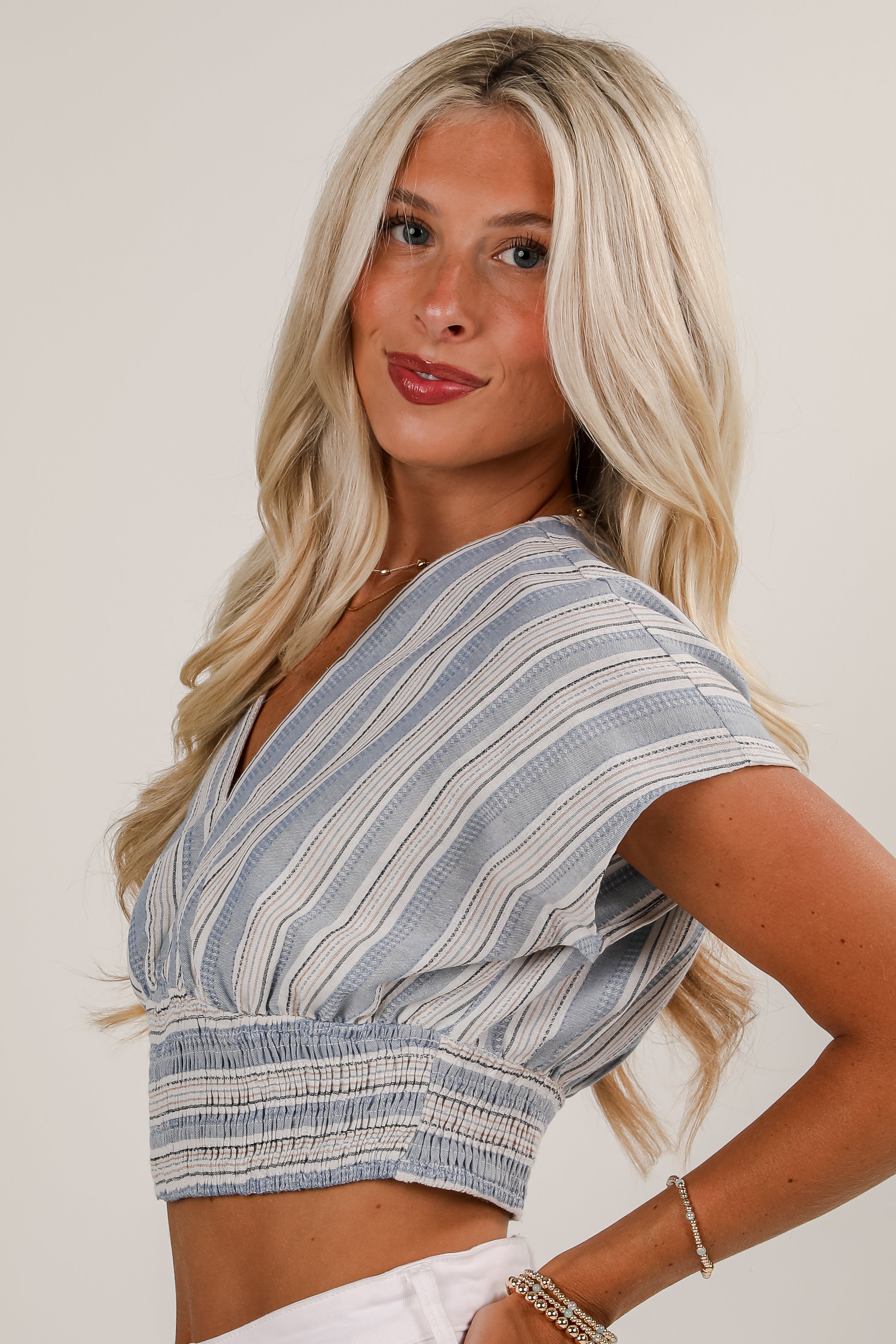 FINAL SALE - Feels Like Love Blue Striped Blouse