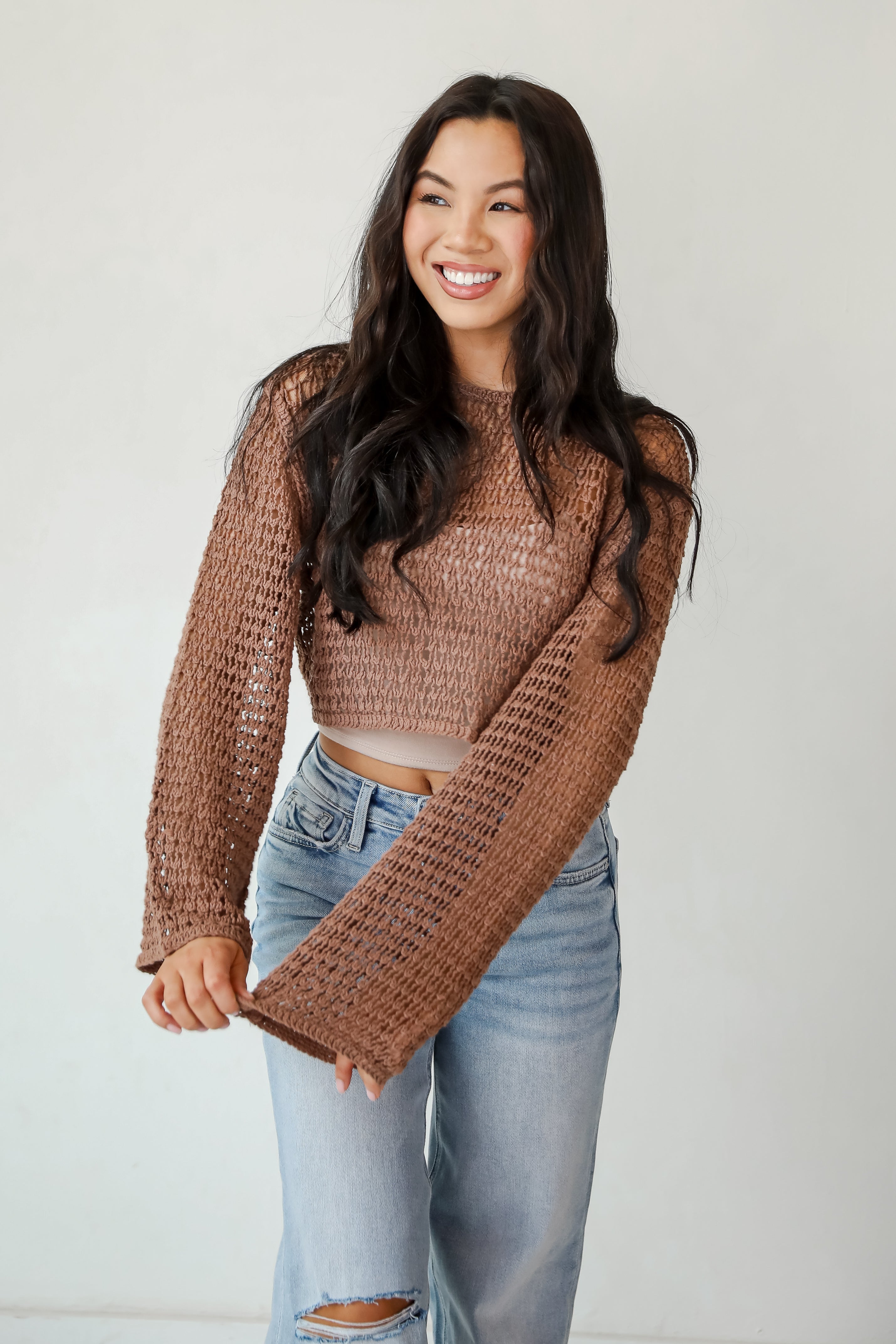 FINAL SALE - Always All Mine Brown Crochet Top