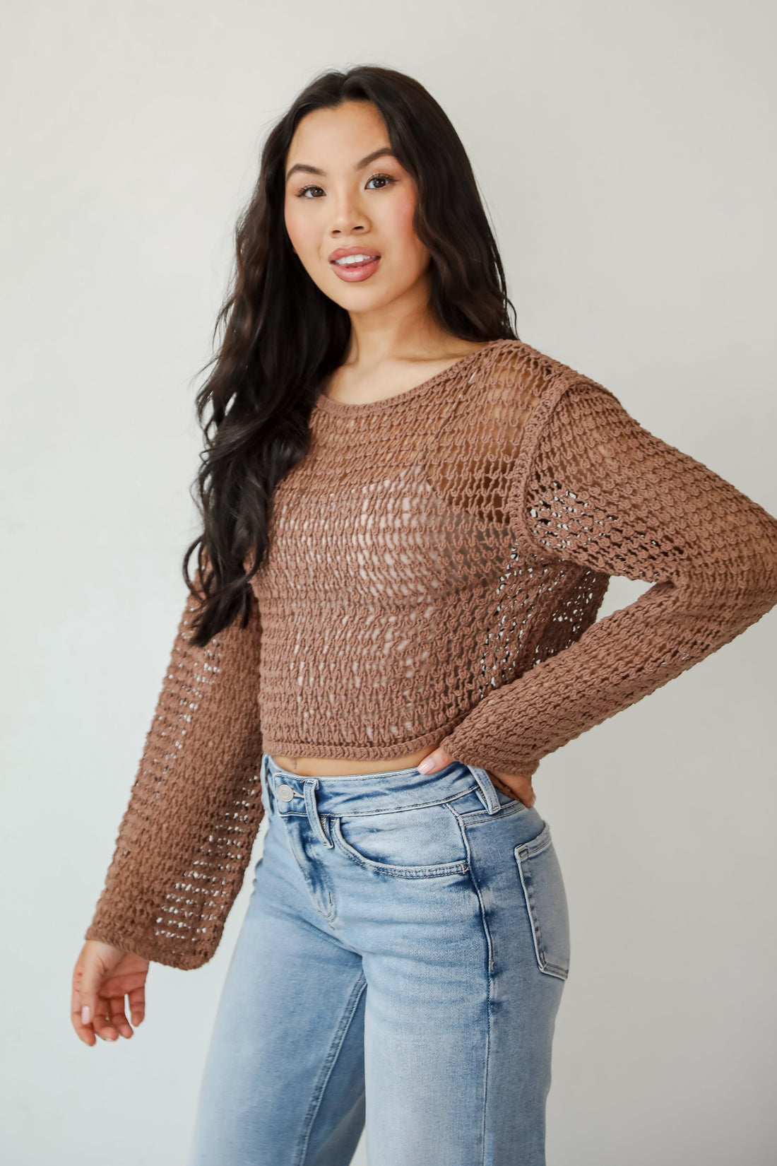 FINAL SALE - Always All Mine Brown Crochet Top