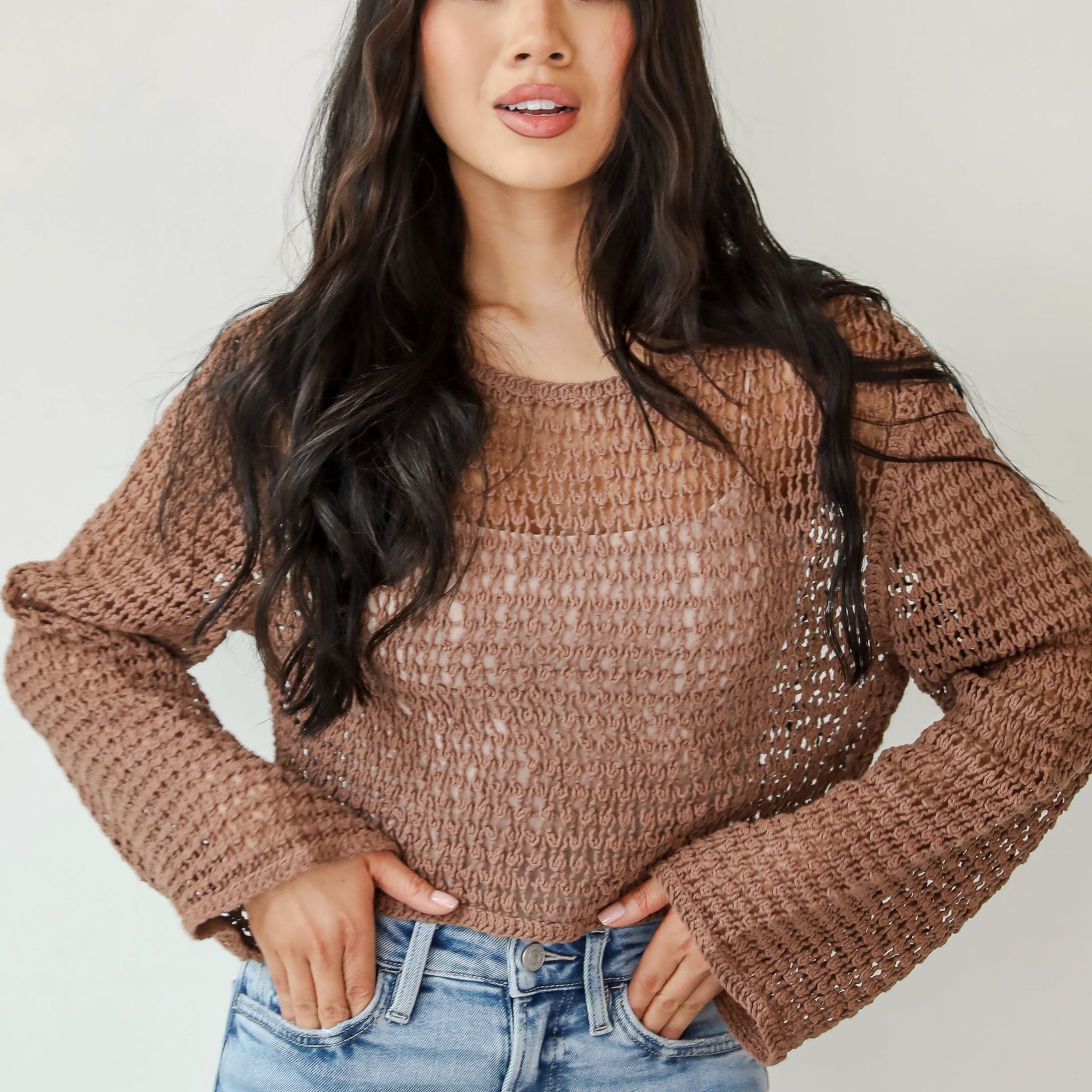 FINAL SALE - Always All Mine Brown Crochet Top