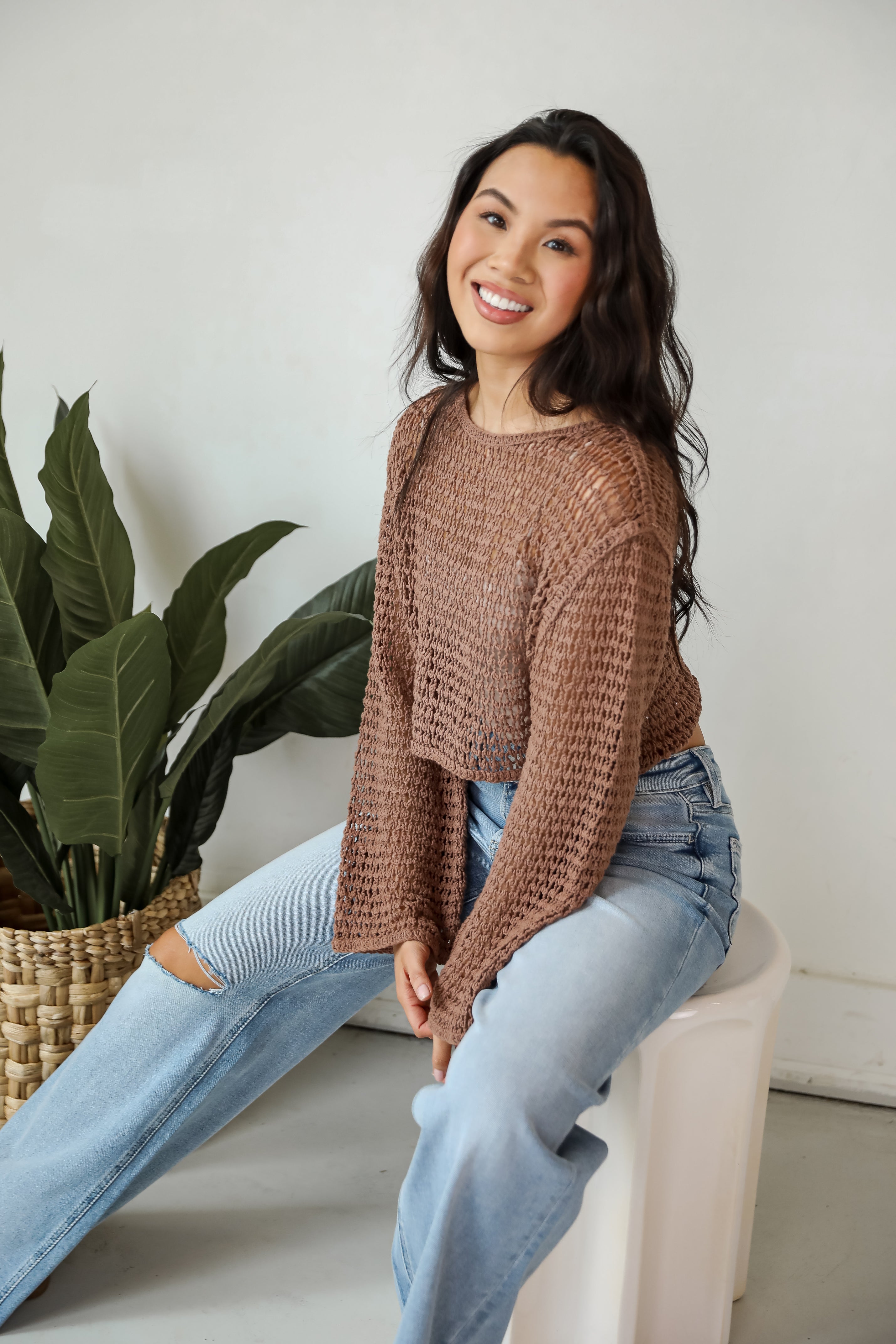 FINAL SALE - Always All Mine Brown Crochet Top