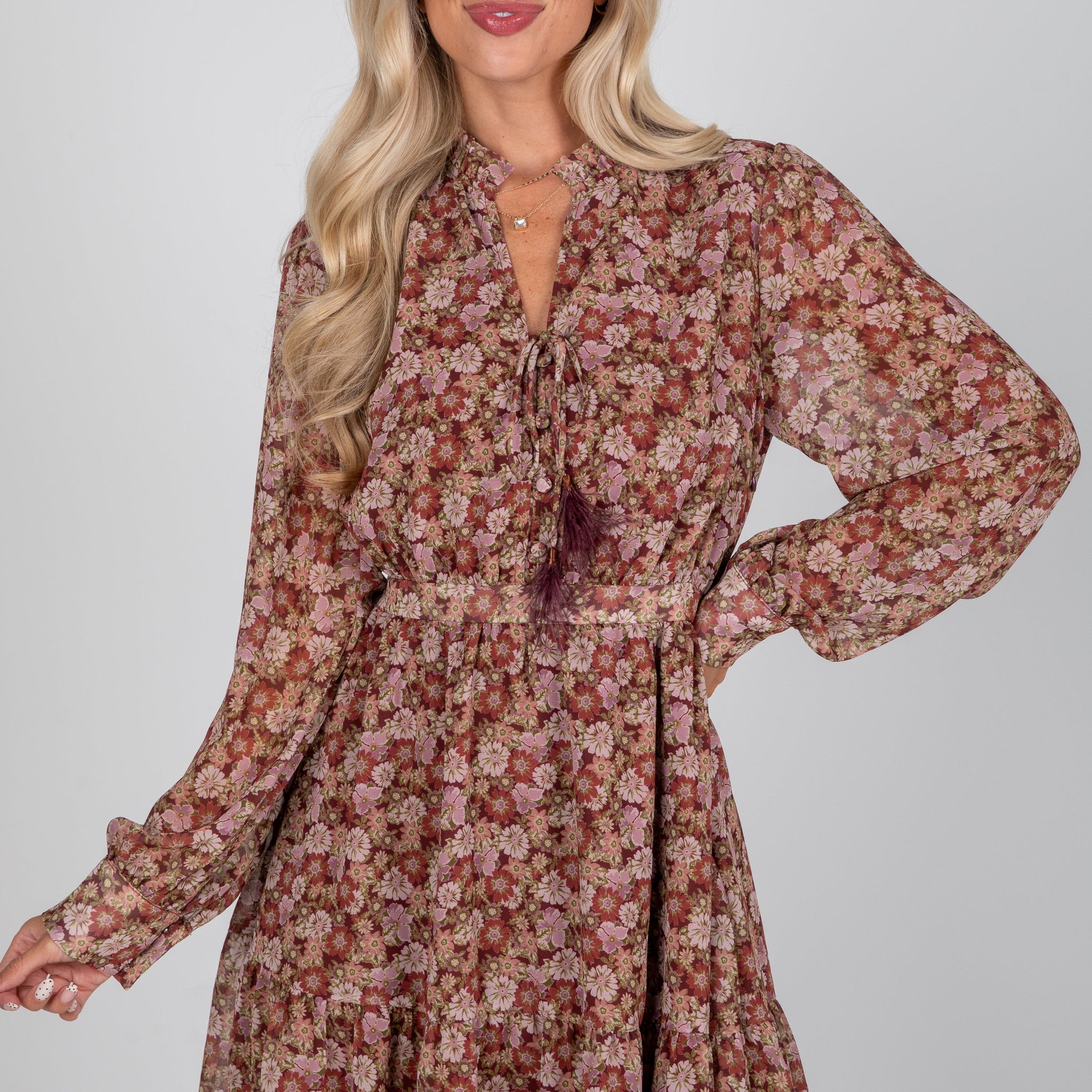 She's That Girl Brown Floral Mini Dress