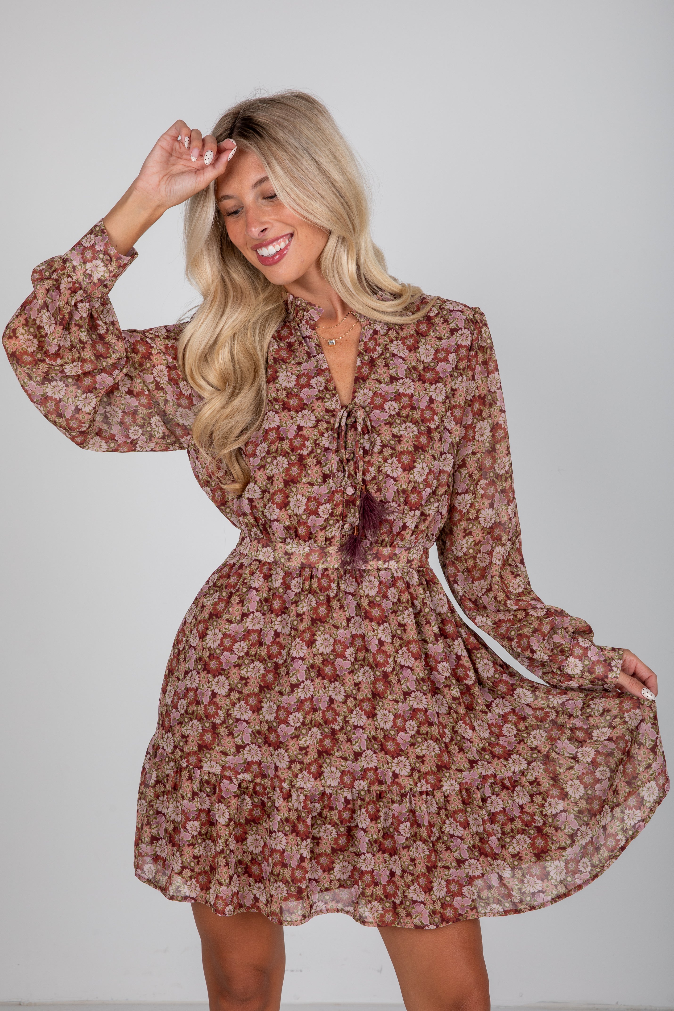 She's That Girl Brown Floral Mini Dress