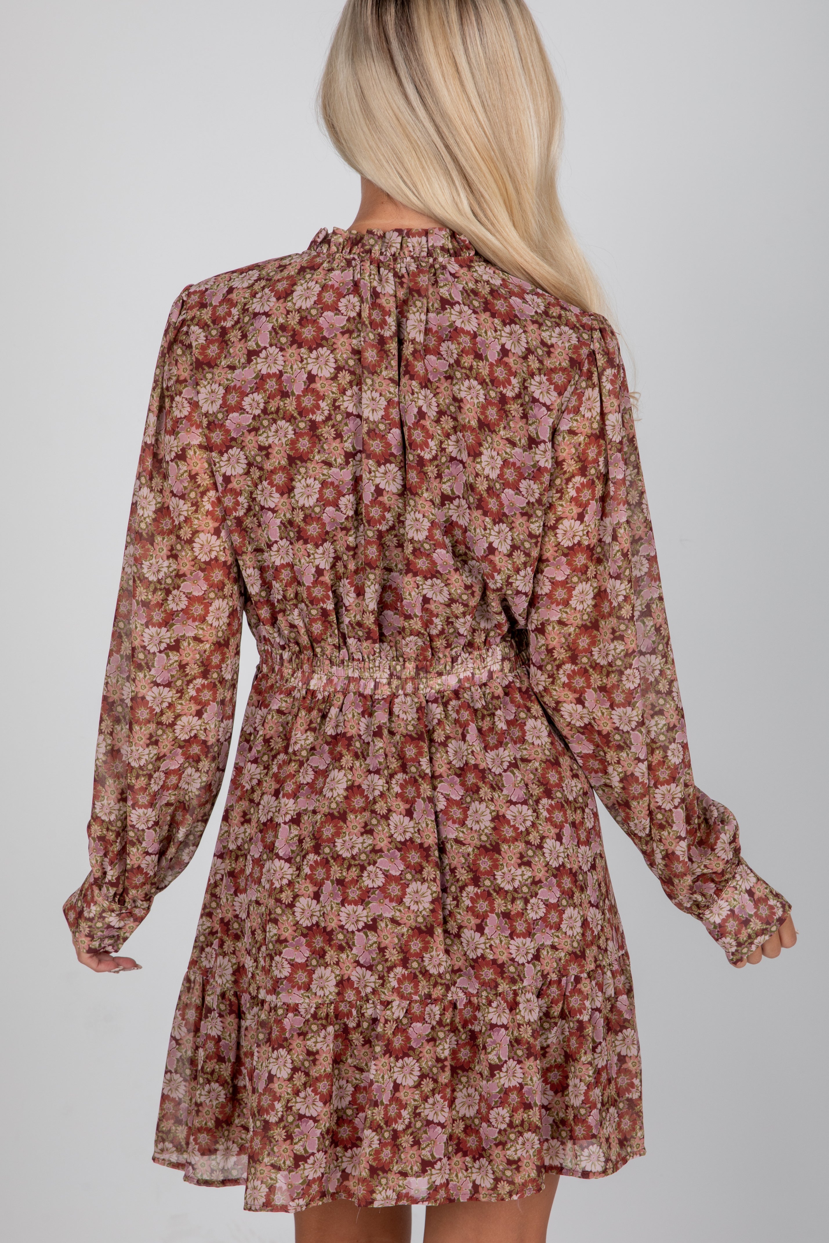 She's That Girl Brown Floral Mini Dress