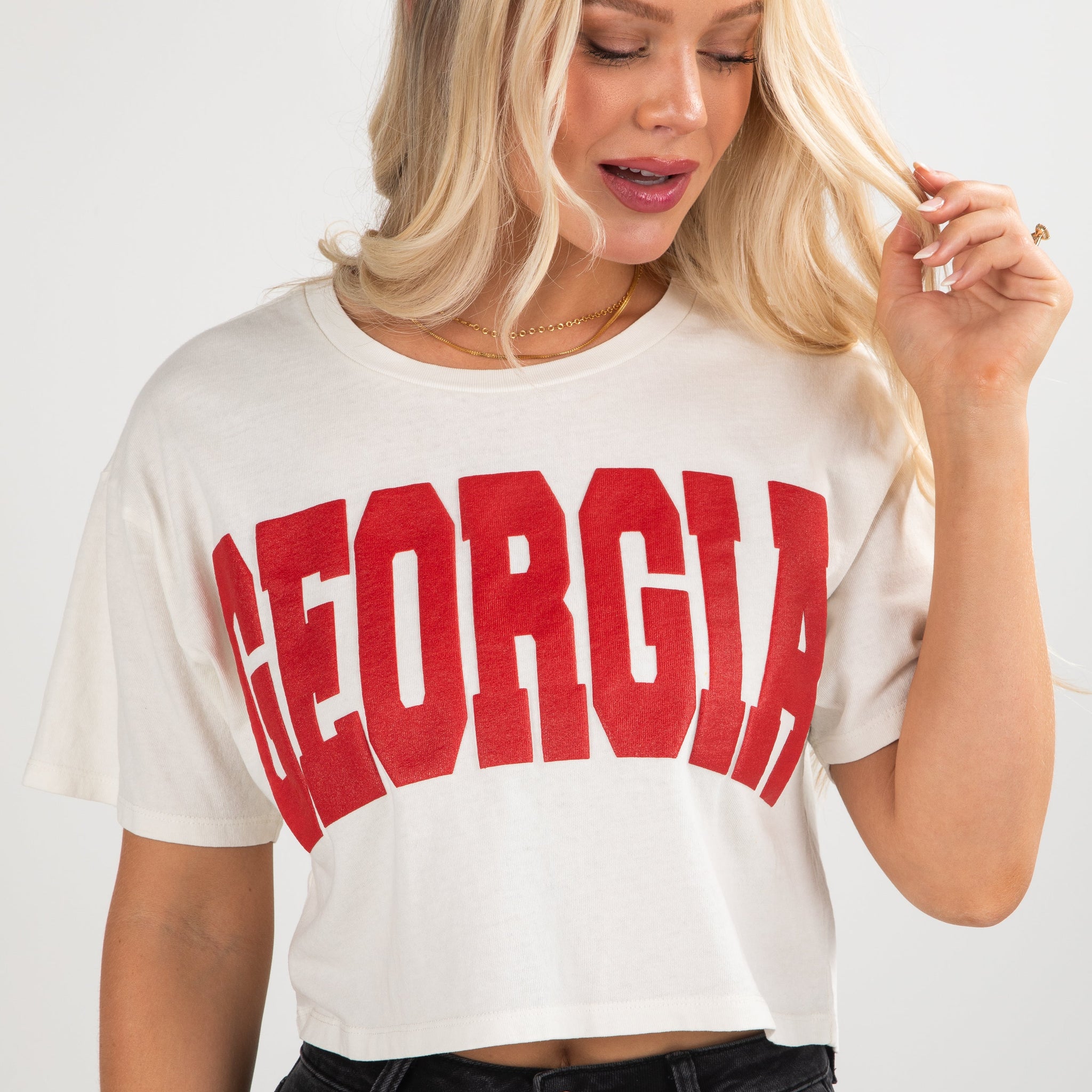 Off White Georgia Block Letter Cropped Tee