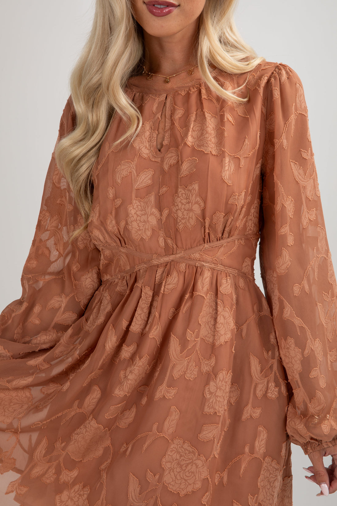 FINAL SALE - Softly Stated Clay Floral Mini Dress