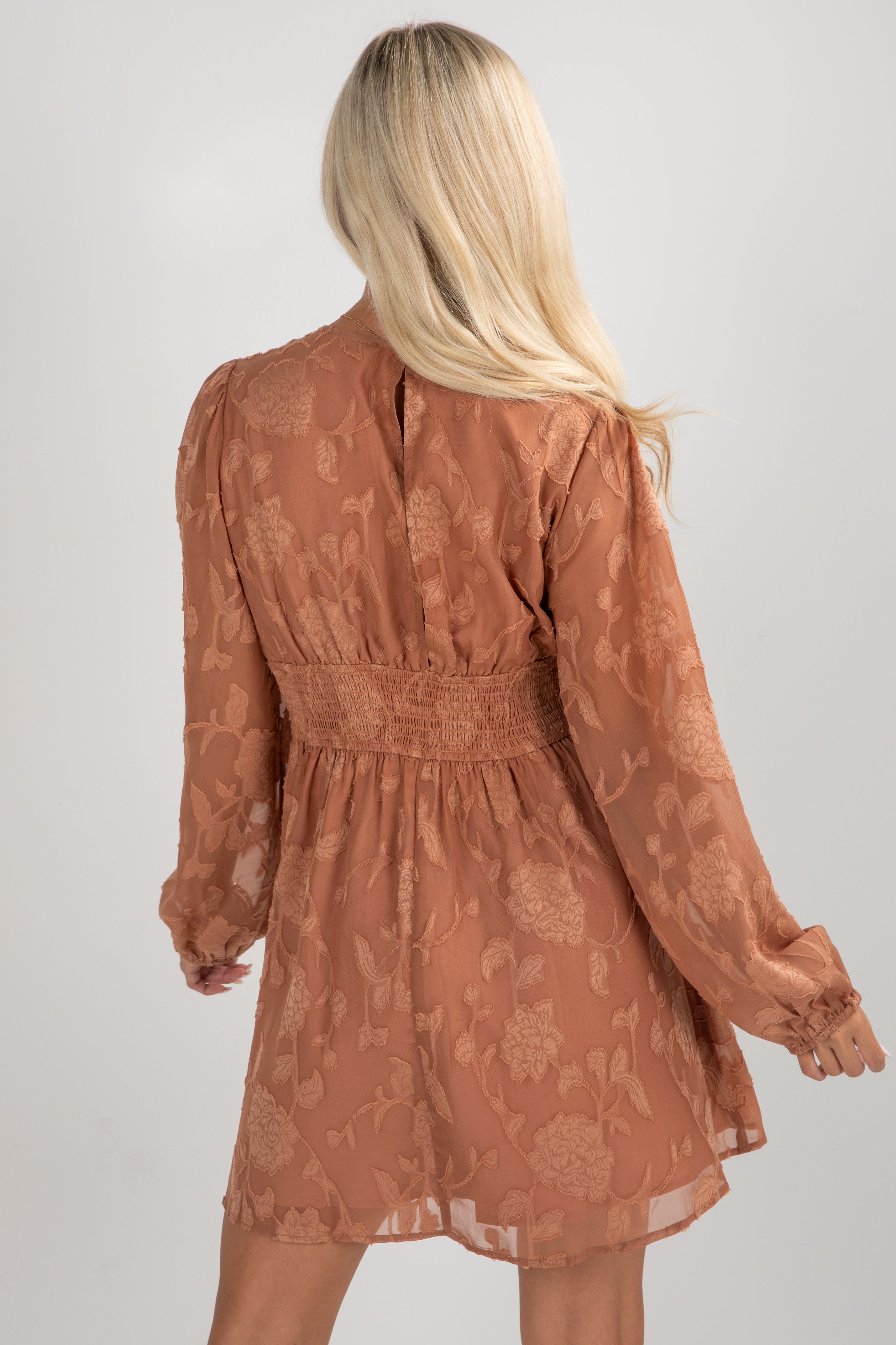 FINAL SALE - Softly Stated Clay Floral Mini Dress