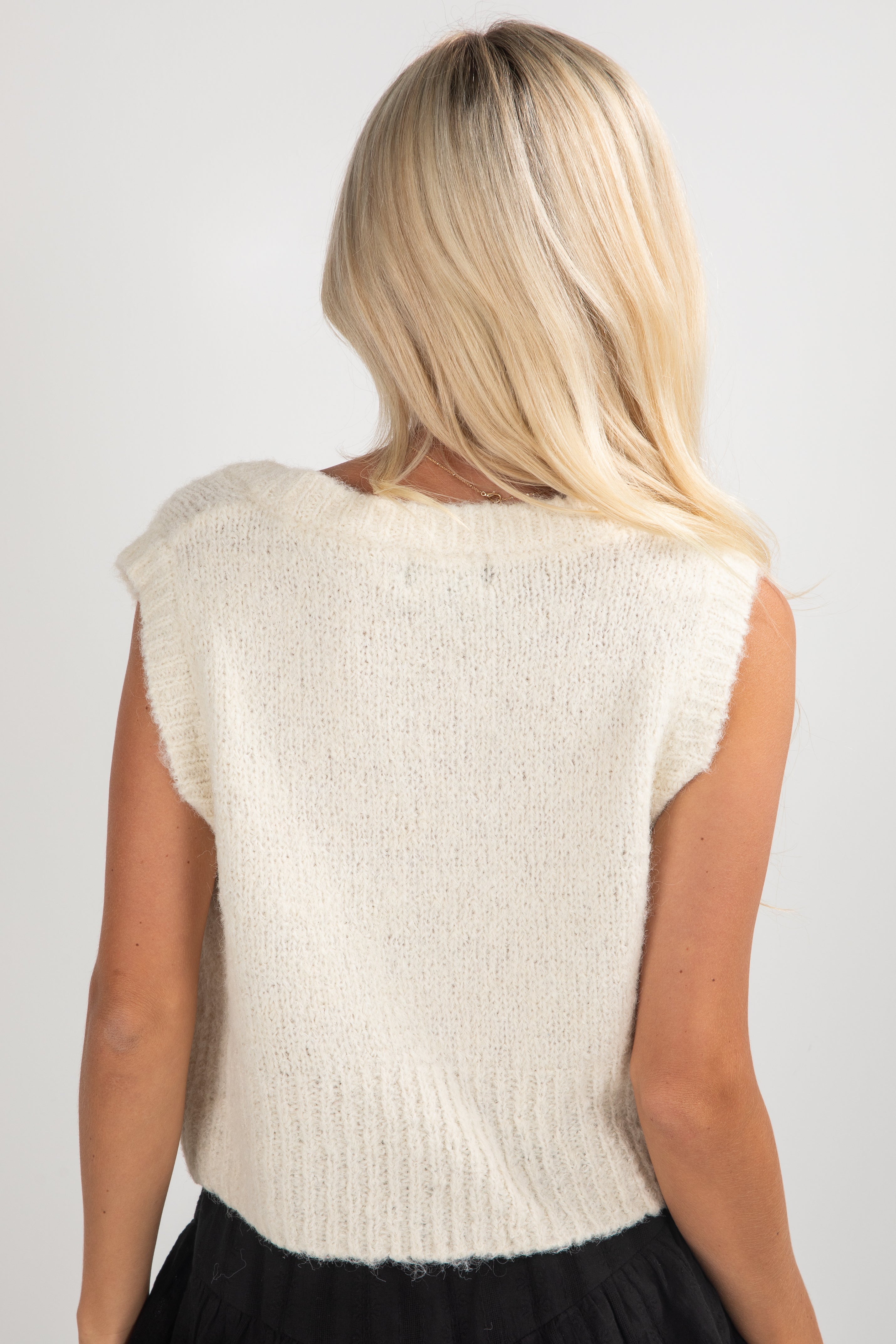 FINAL SALE - See It Through Cream Cropped Sweater Vest - DU DEAL