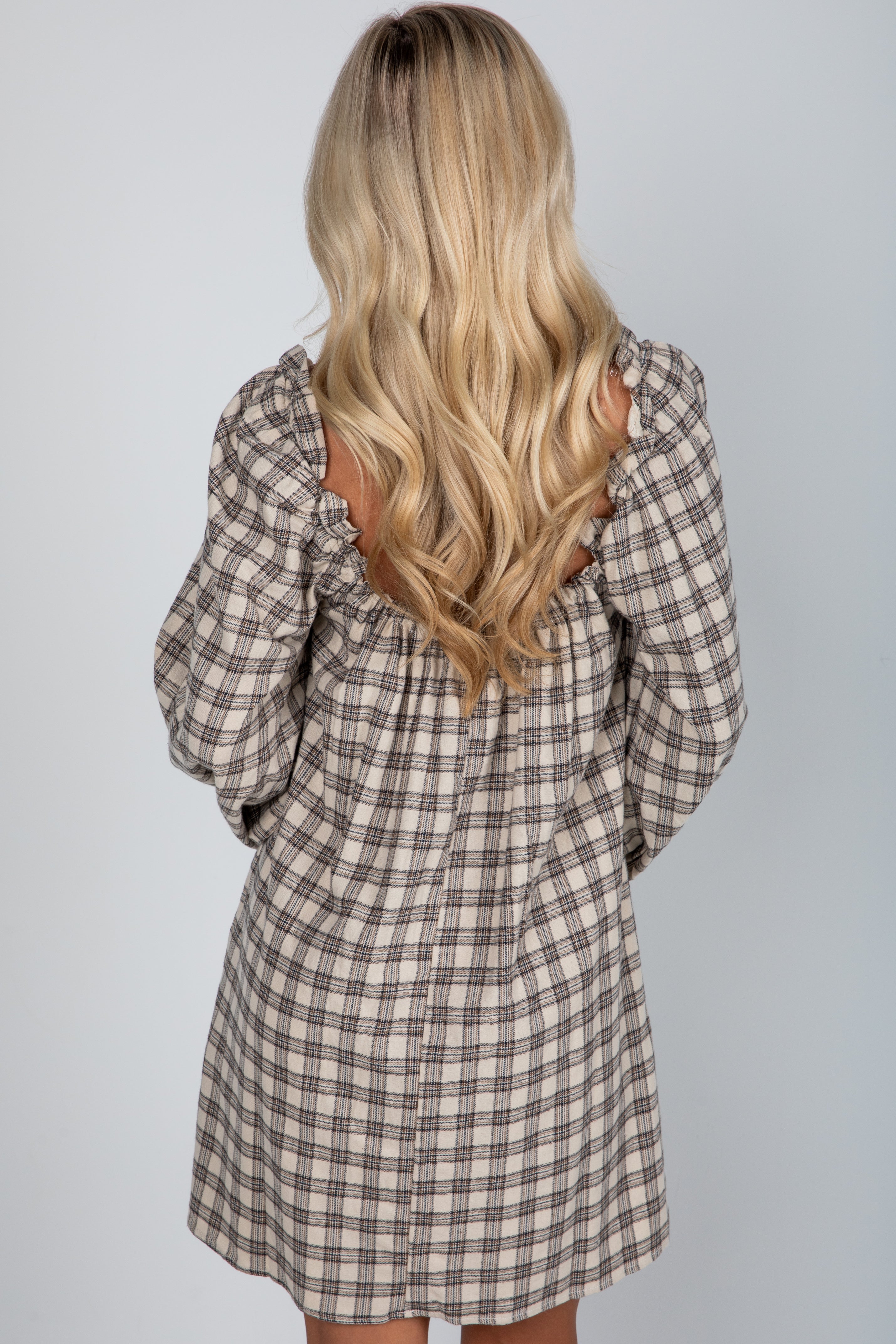 This Is It Cream Plaid Mini Dress
