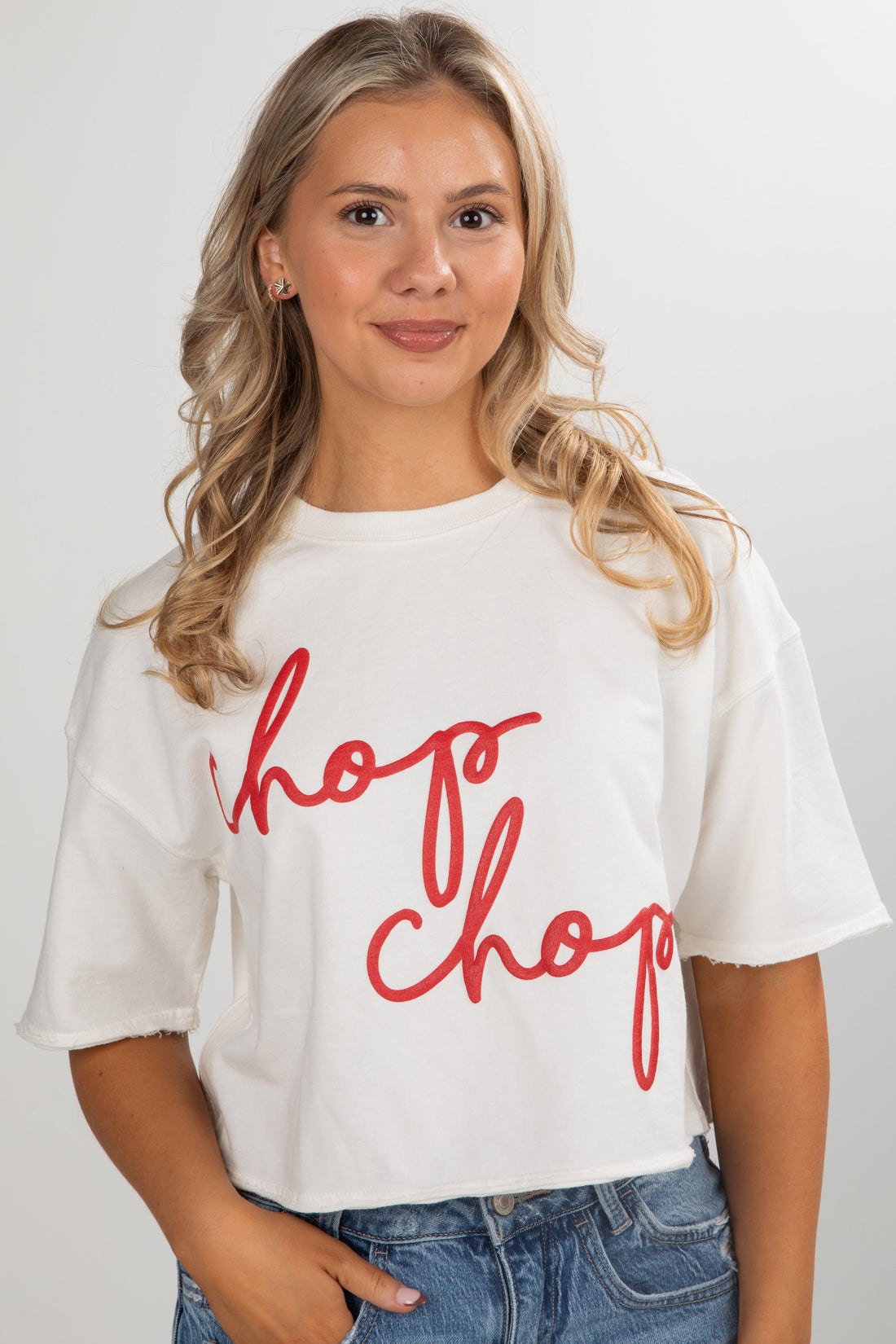 White Chop Chop Cropped Tee