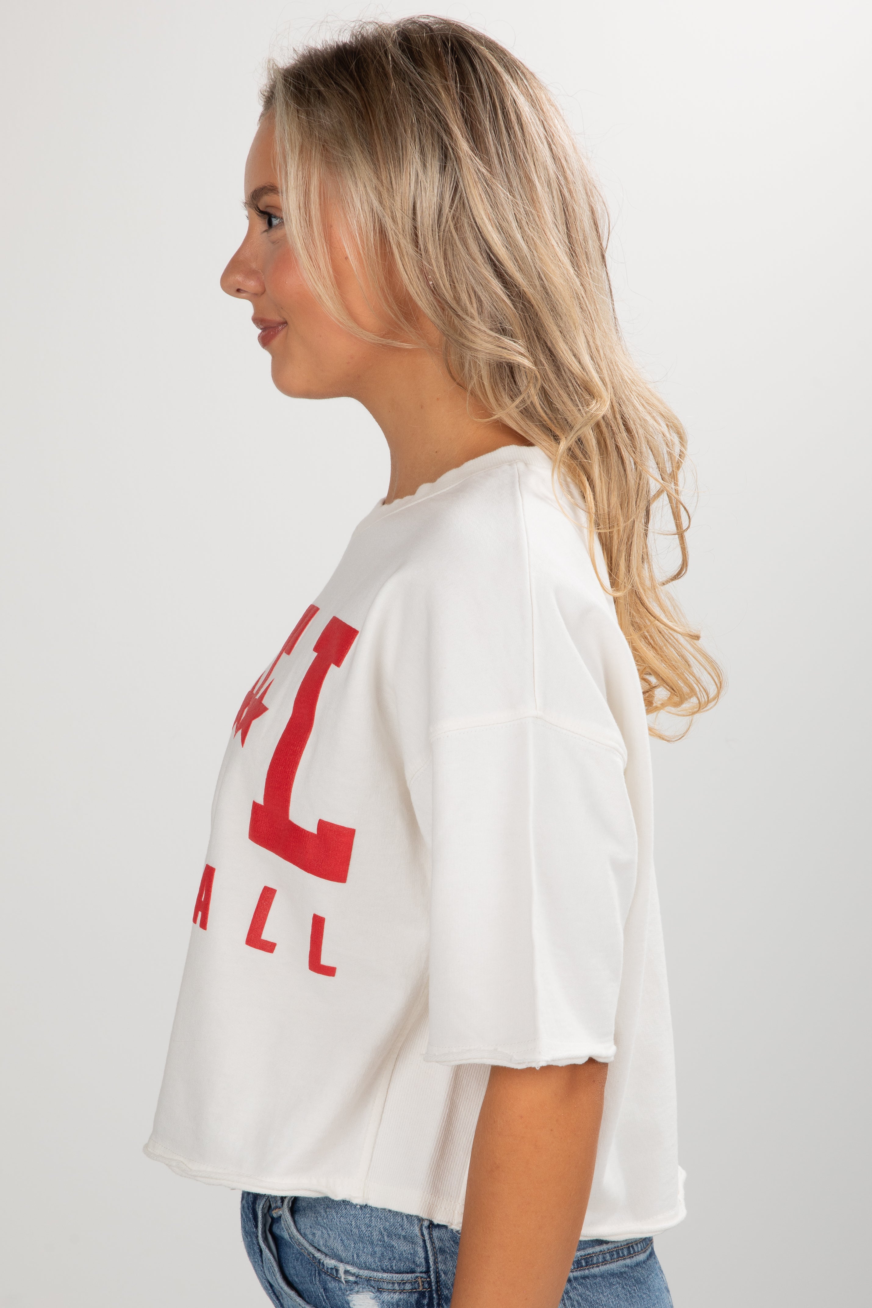 White ATL Baseball Star Cropped Tee