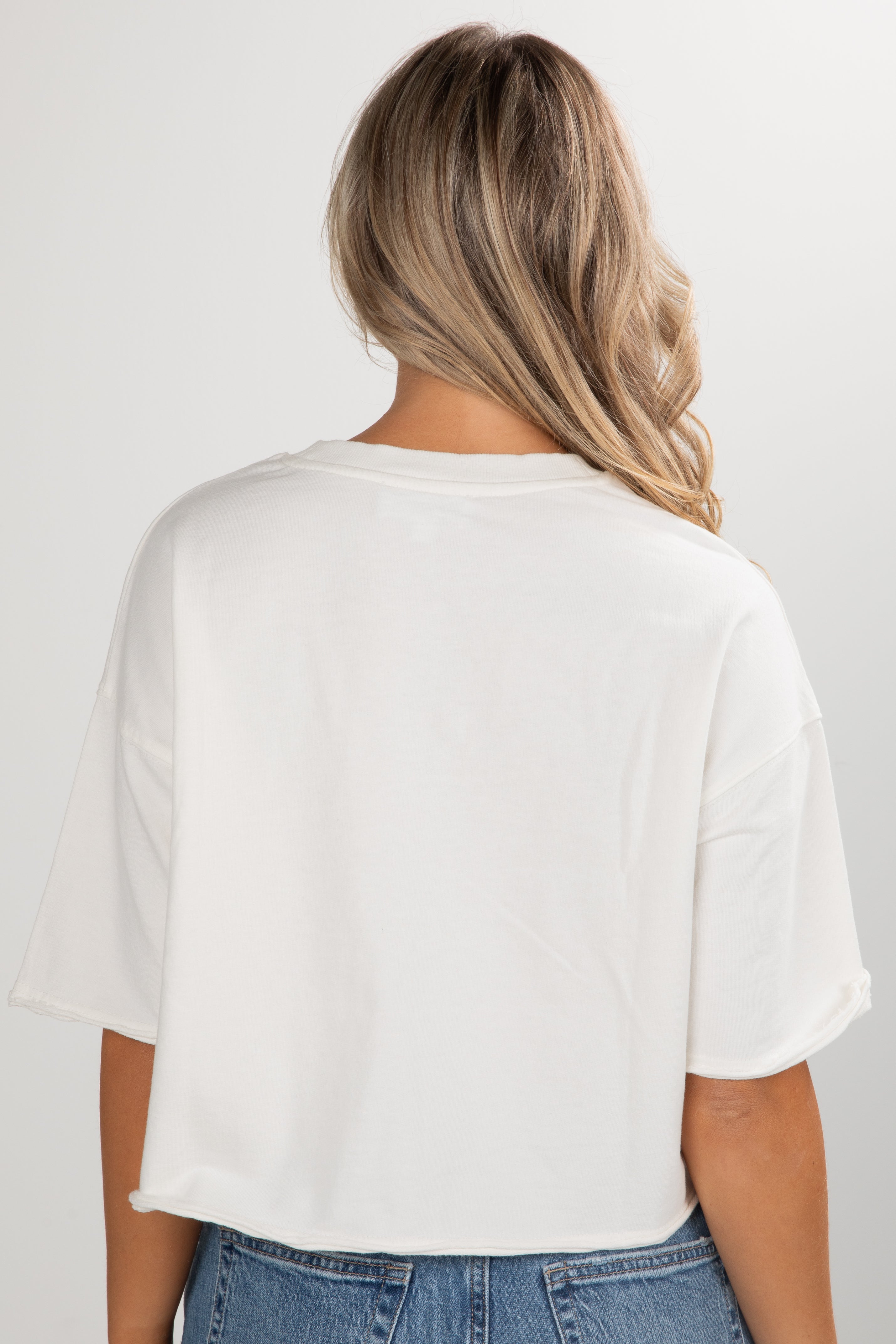 White ATL Baseball Star Cropped Tee