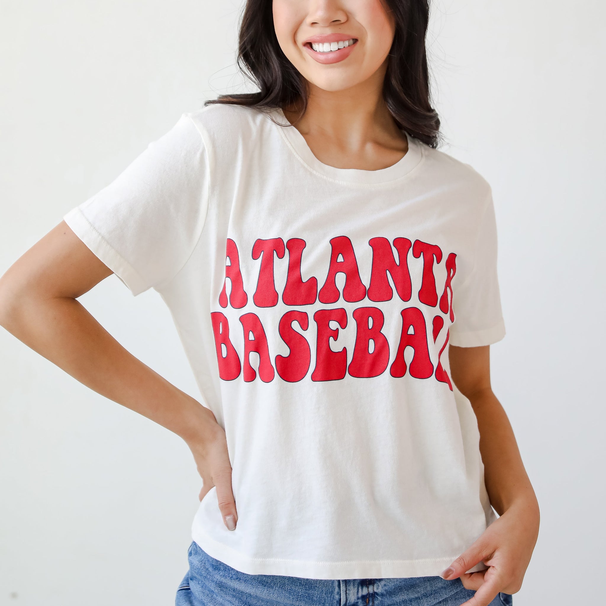 Off White Atlanta Baseball Cropped Tee