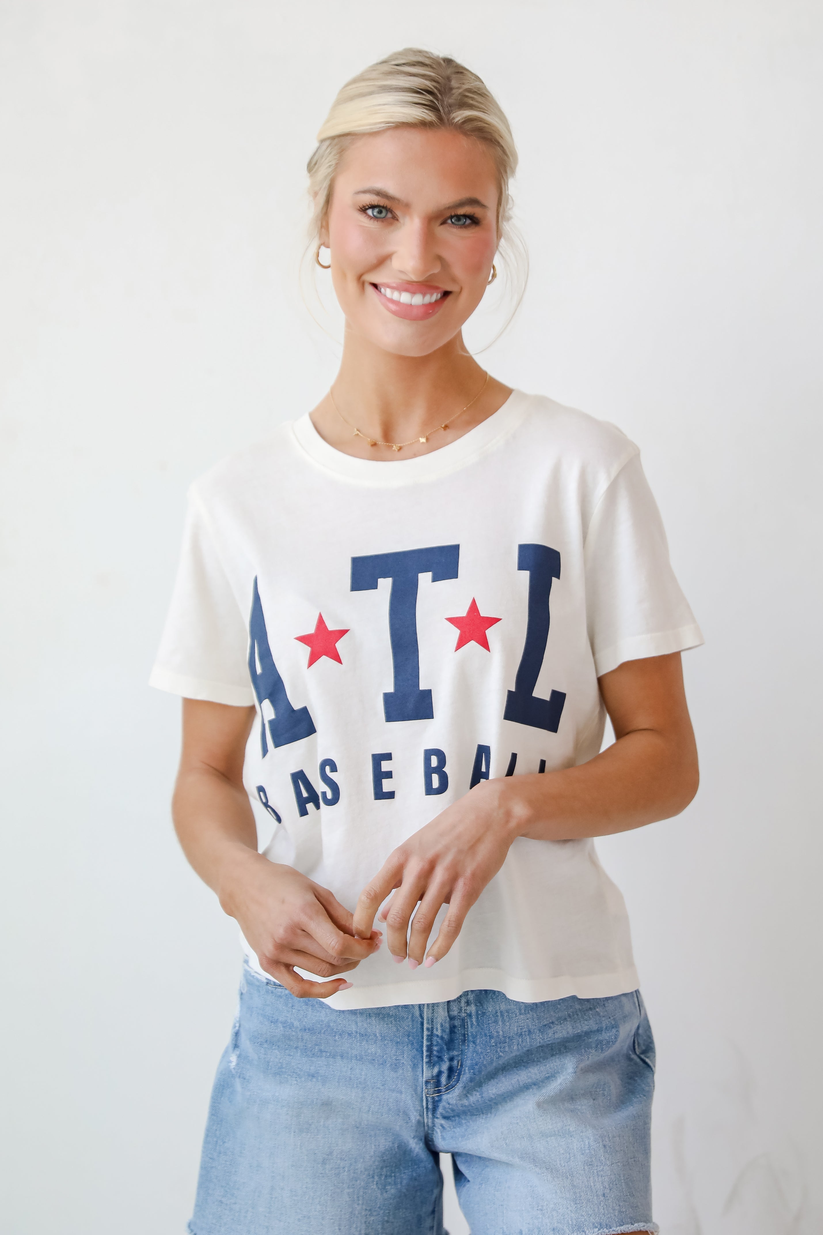 Off White ATL Baseball Star Cropped Tee