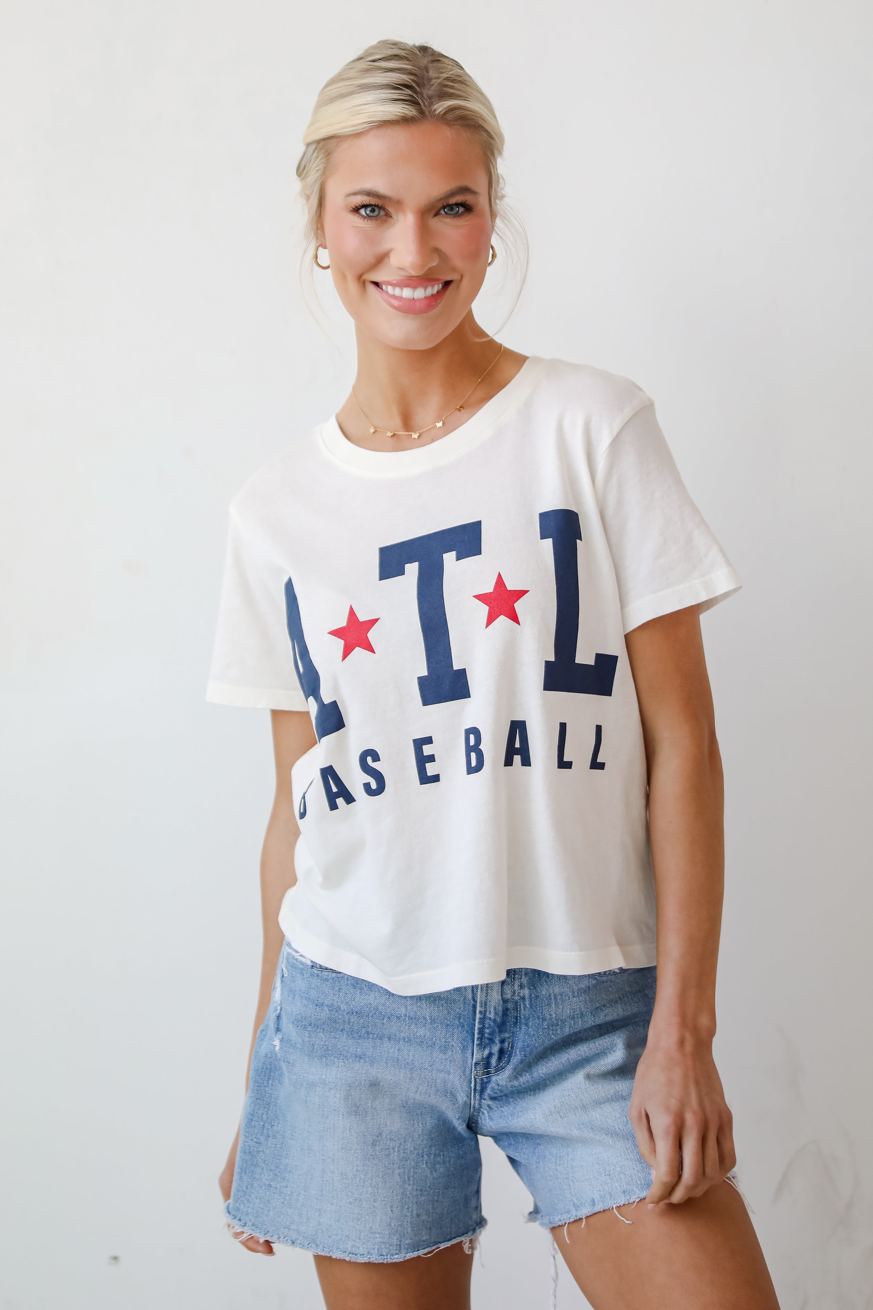 Off White ATL Baseball Star Cropped Tee