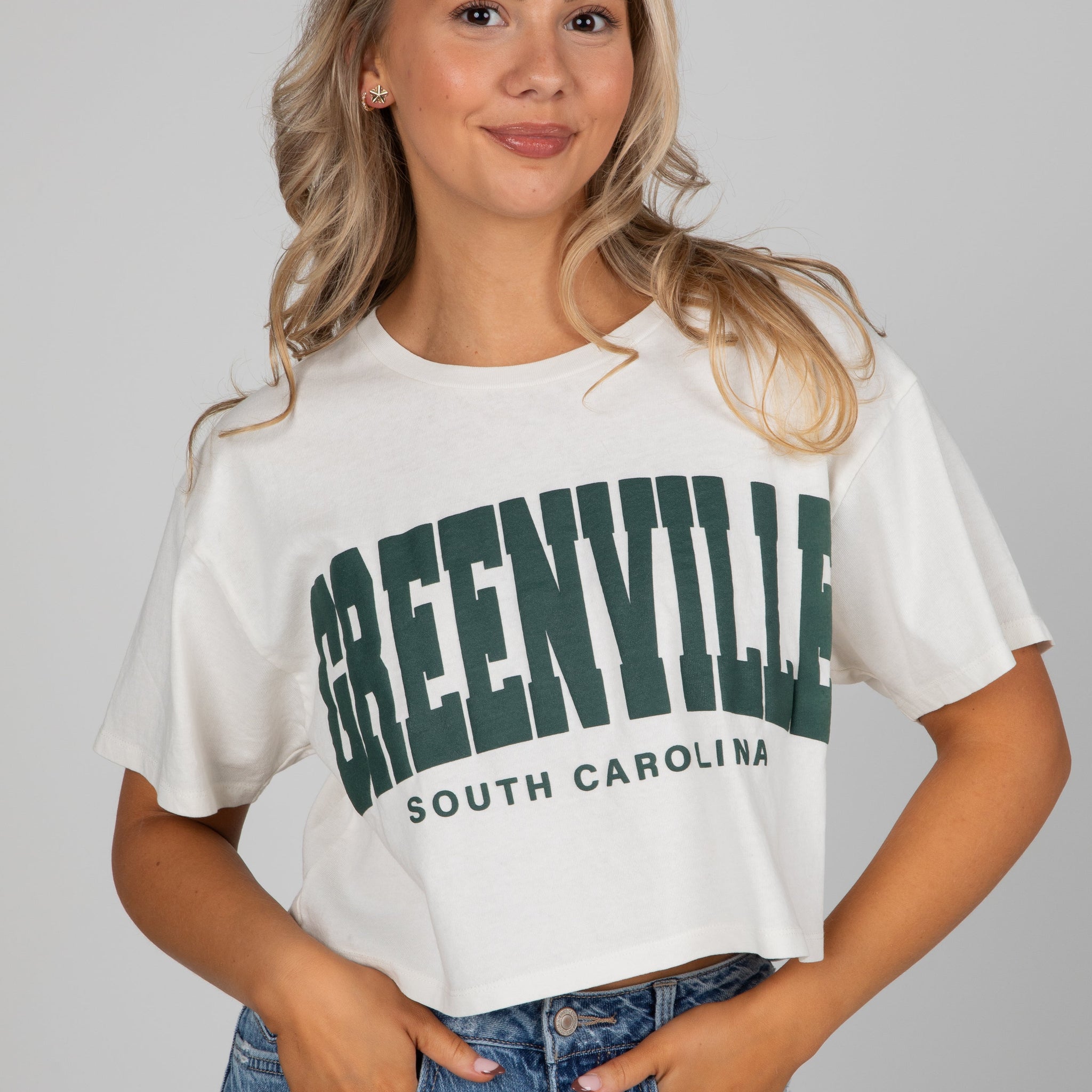 Off White Greenville South Carolina Cropped Tee