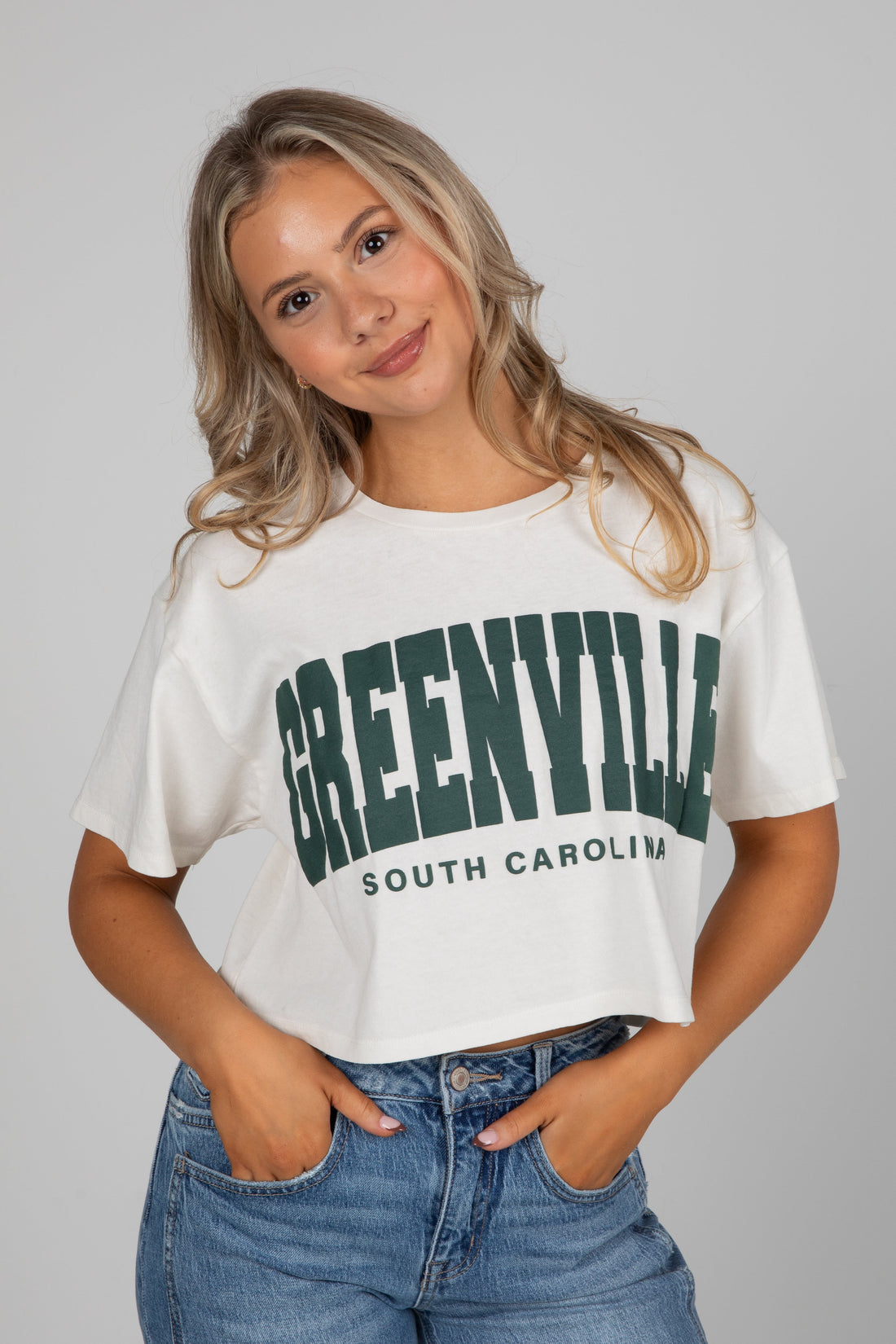Off White Greenville South Carolina Cropped Tee