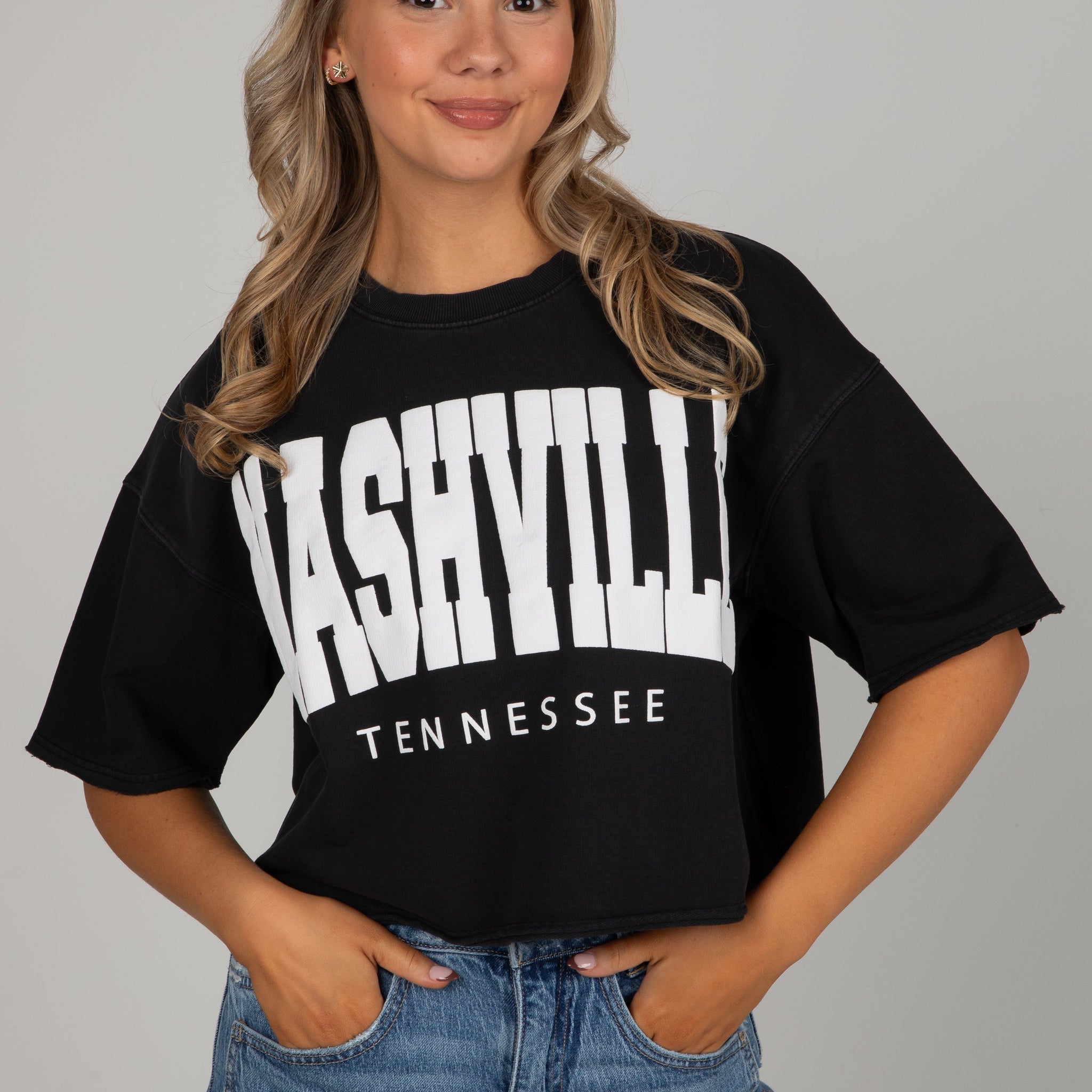 Black Nashville Tennessee Cropped Tee