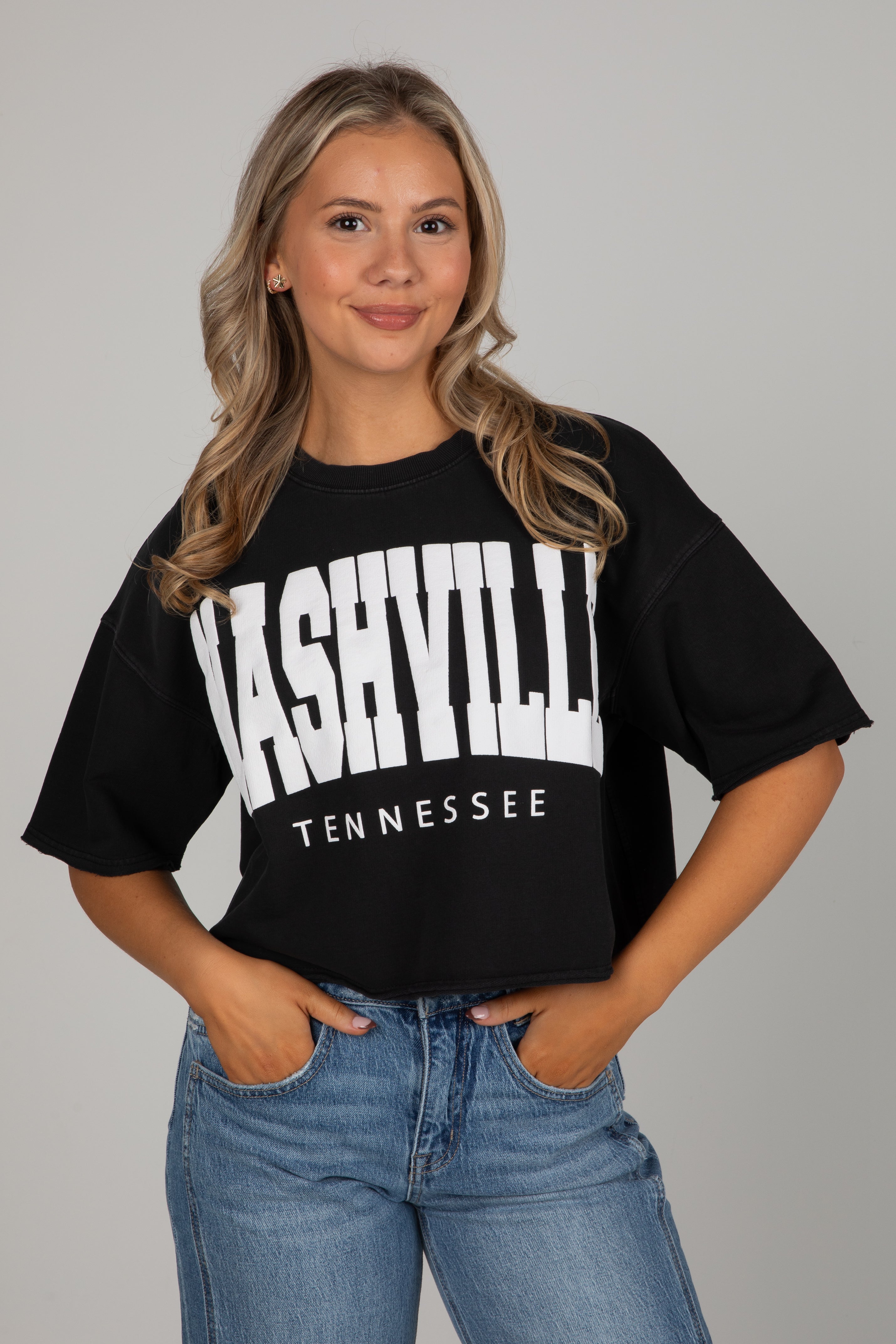 Black Nashville Tennessee Cropped Tee