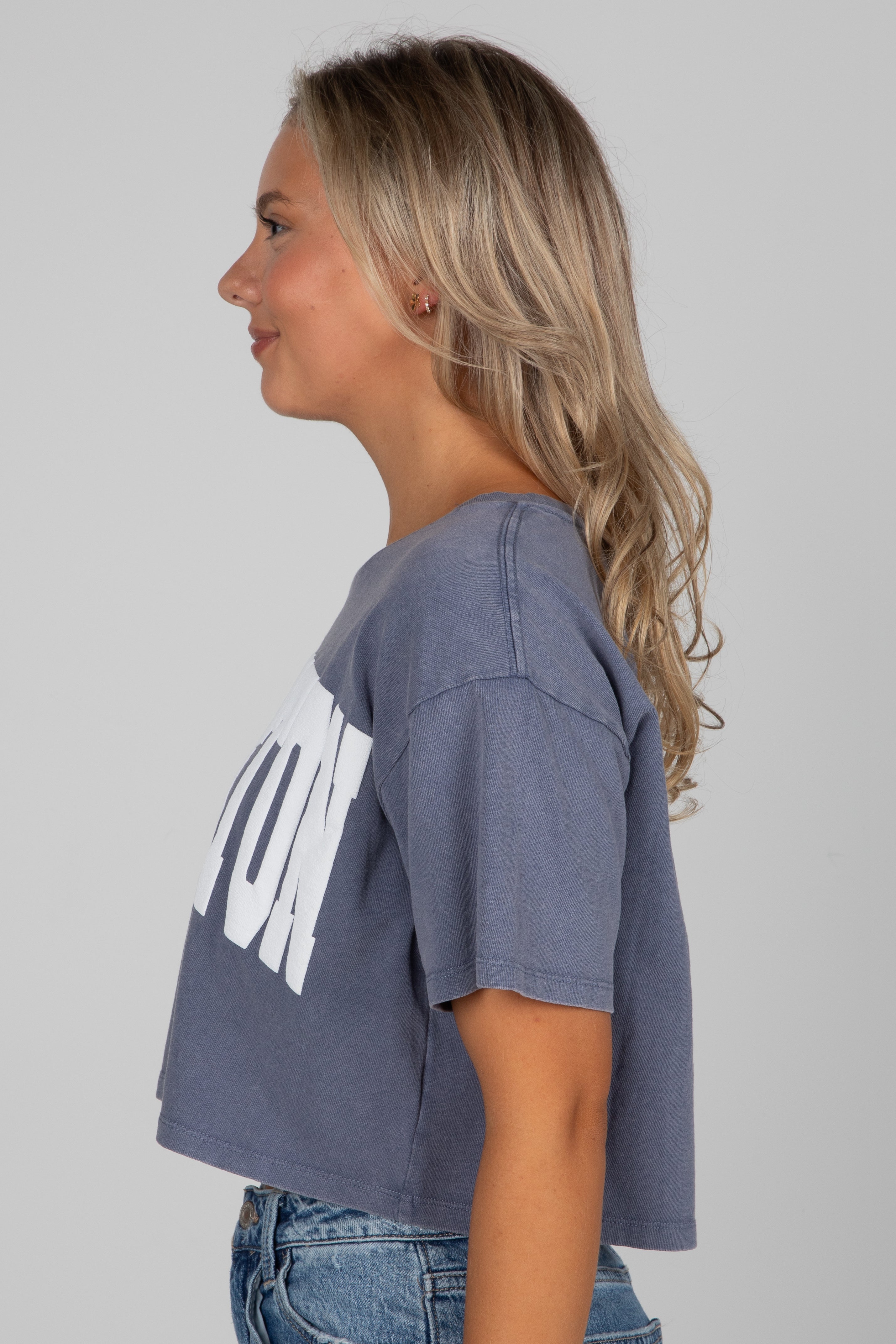Navy Charleston Cropped Tee
