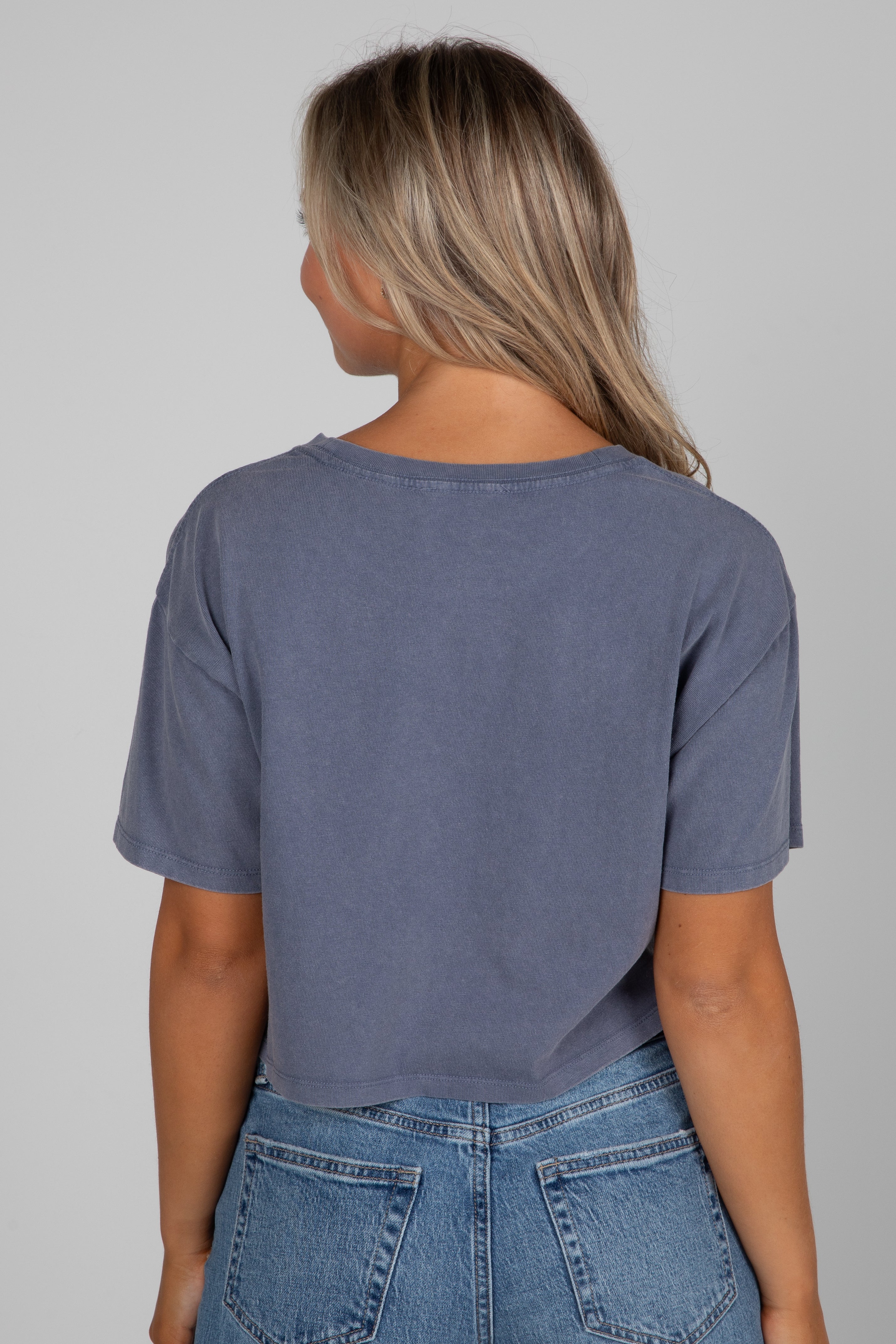 Navy Charleston Cropped Tee