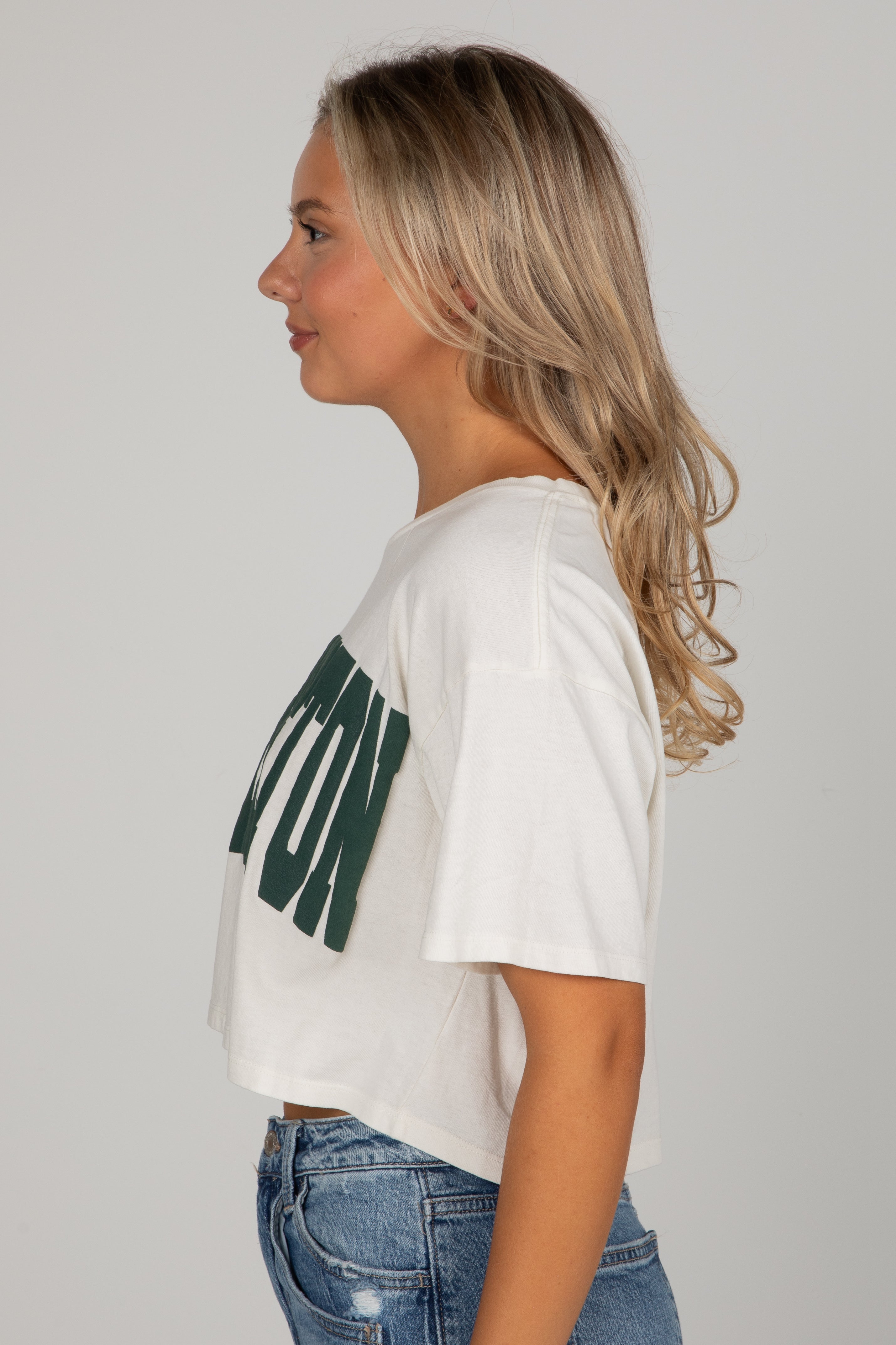Off White/Green Charleston Cropped Tee