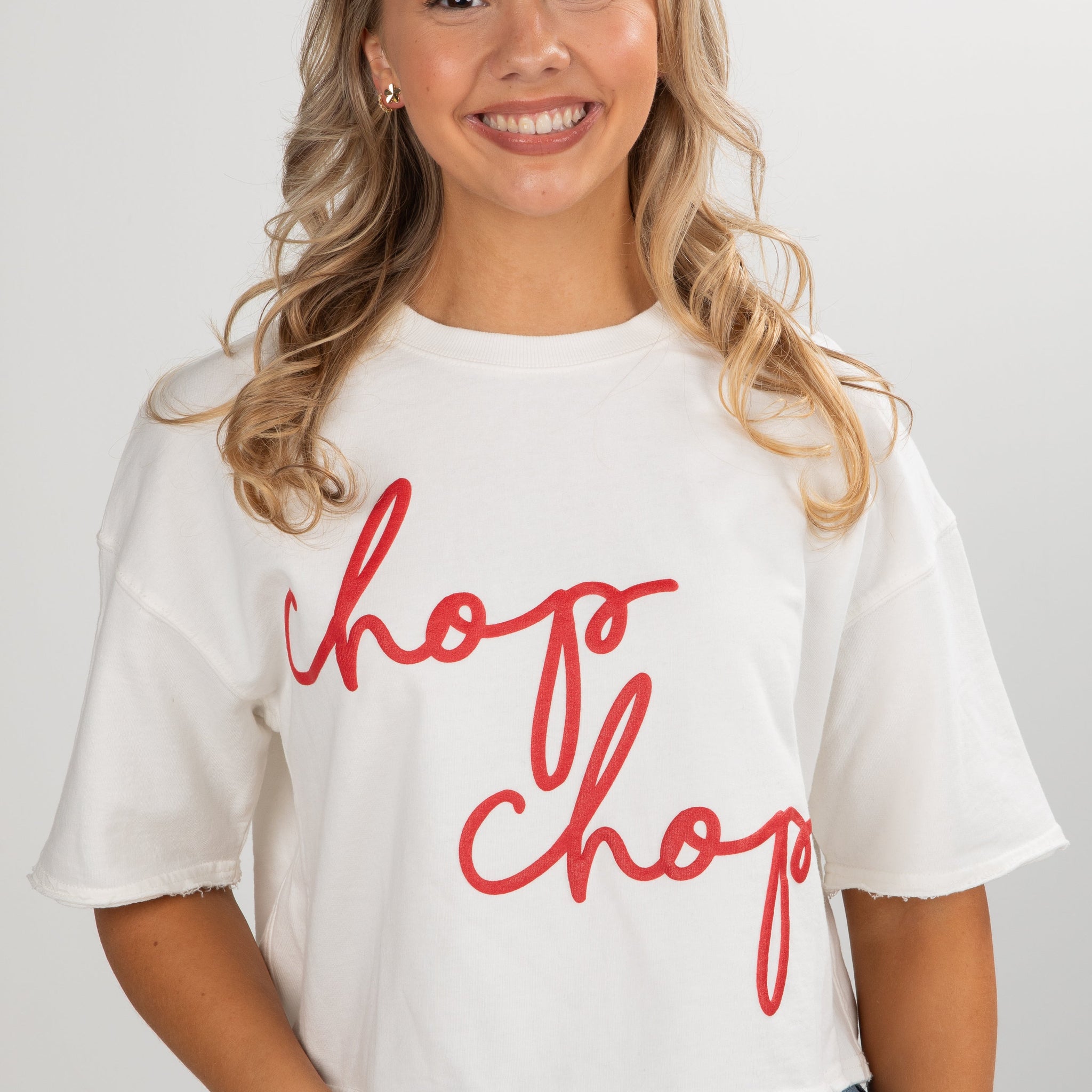 White Chop Chop Cropped Tee