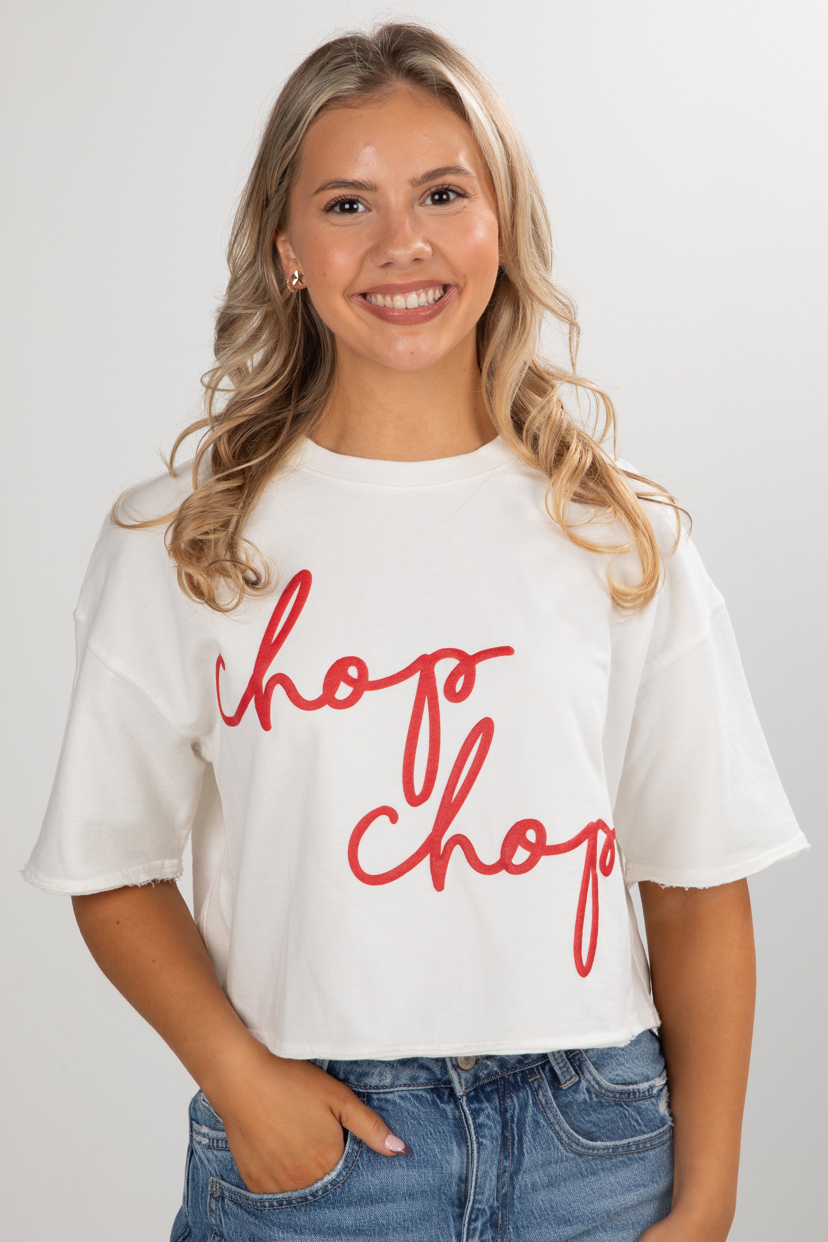 White Chop Chop Cropped Tee