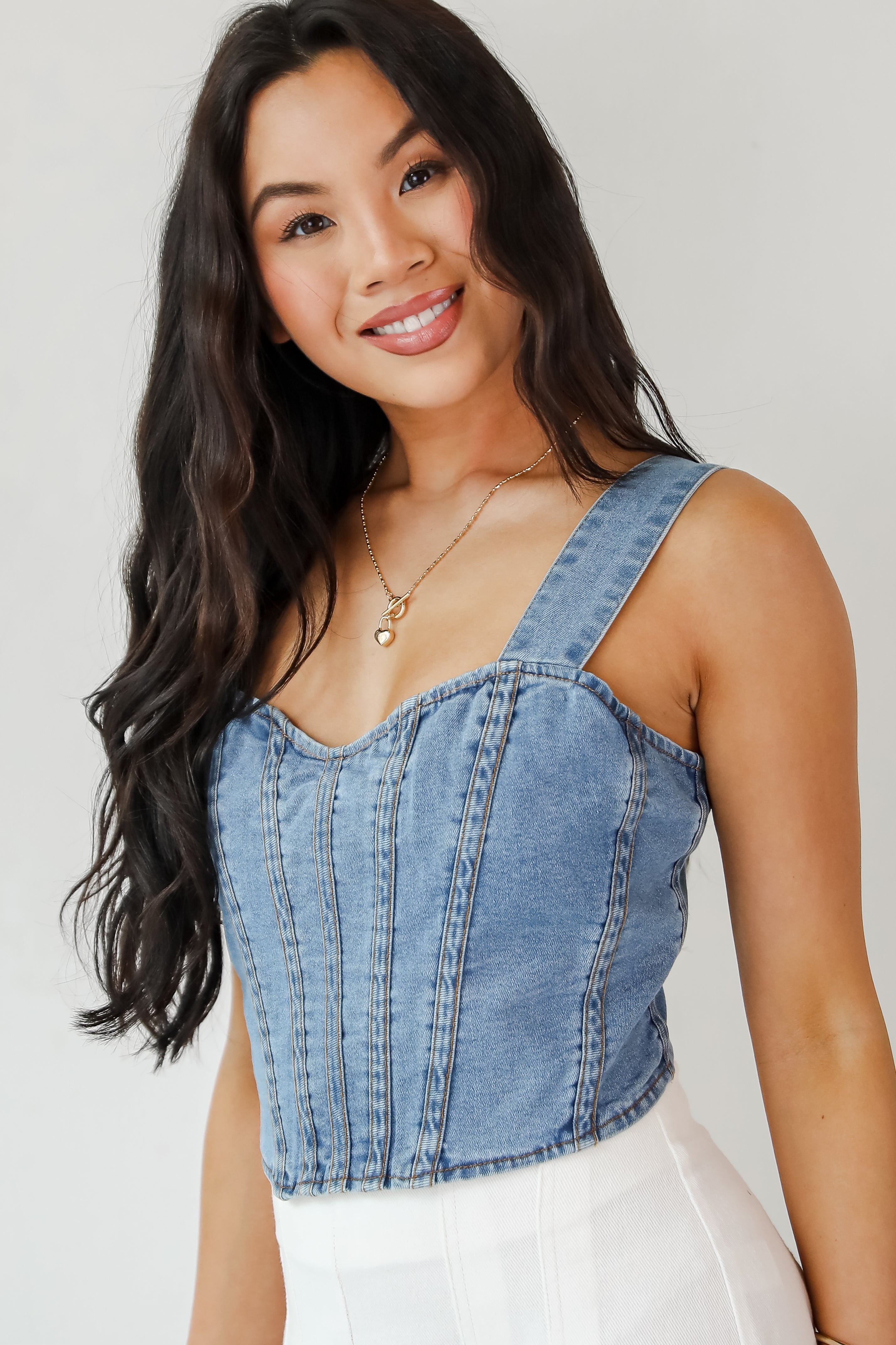 FINAL SALE - Iconic Spotlight Denim Crop Top