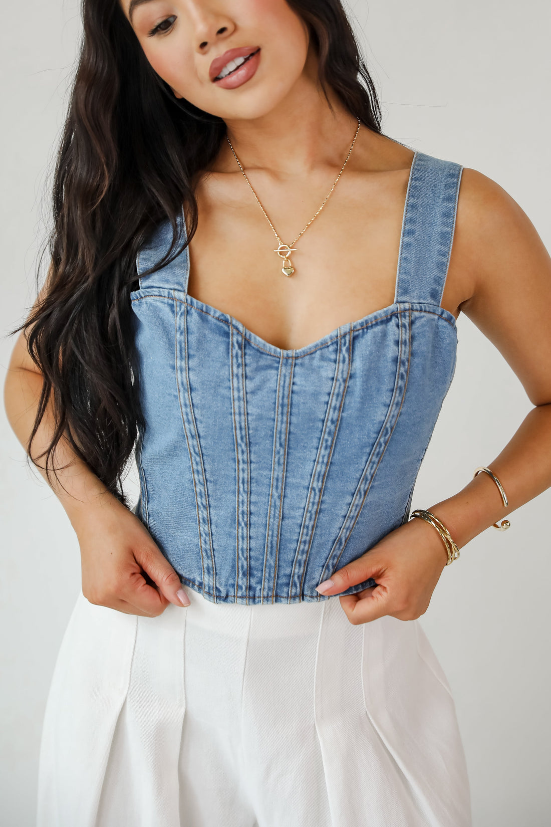 FINAL SALE - Iconic Spotlight Denim Crop Top