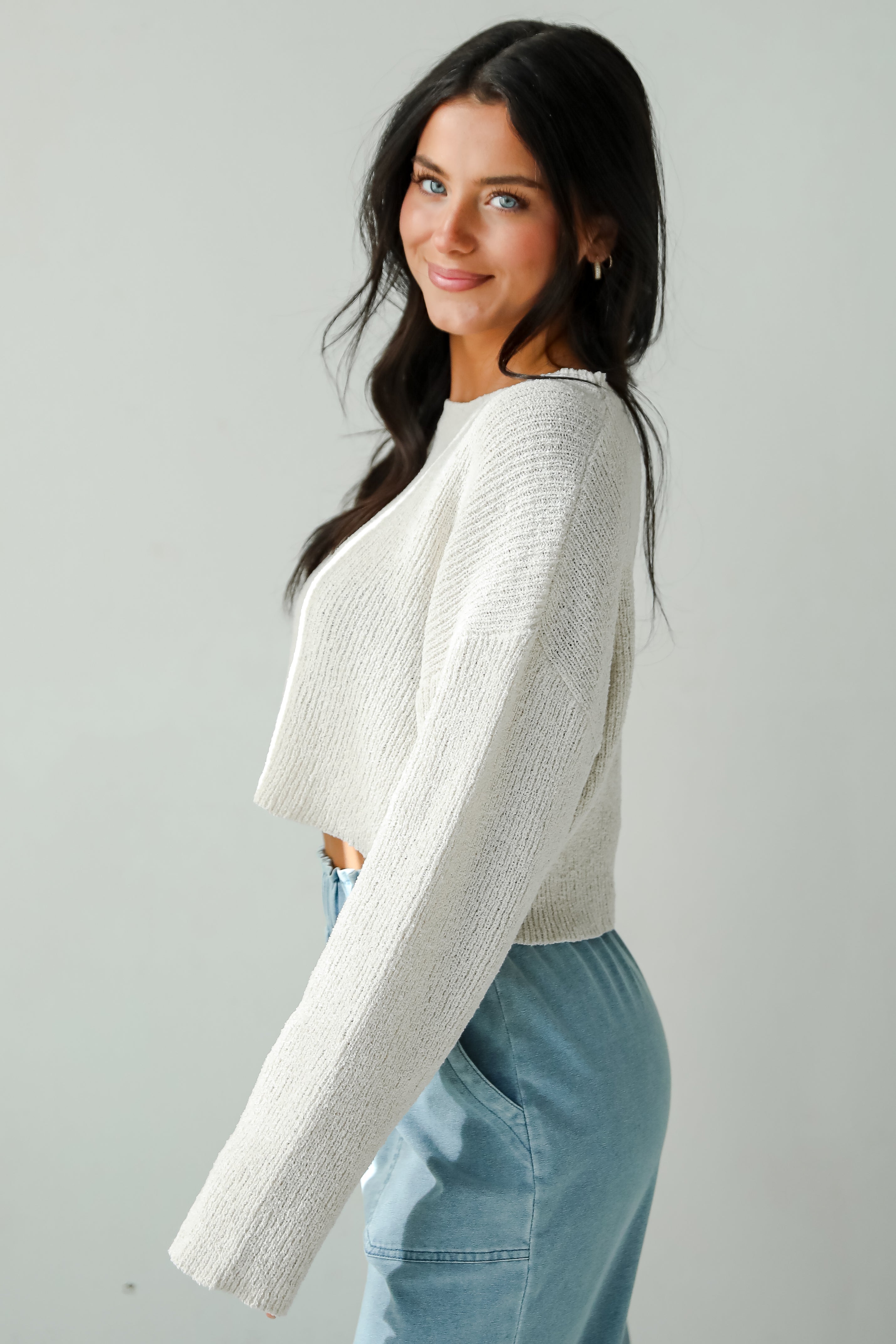 FINAL SALE - Best Essence Ivory Cropped Sweater