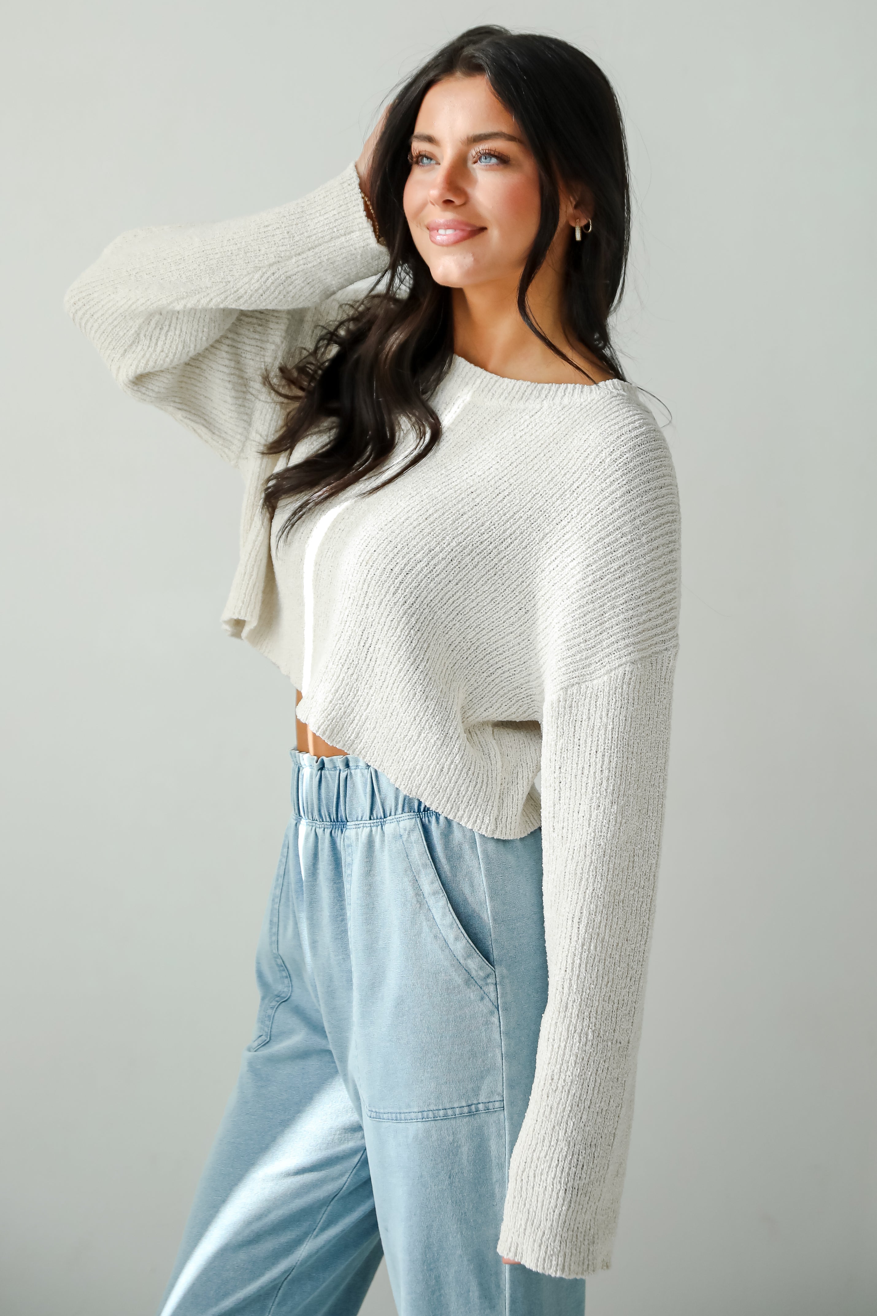 FINAL SALE - Best Essence Ivory Cropped Sweater