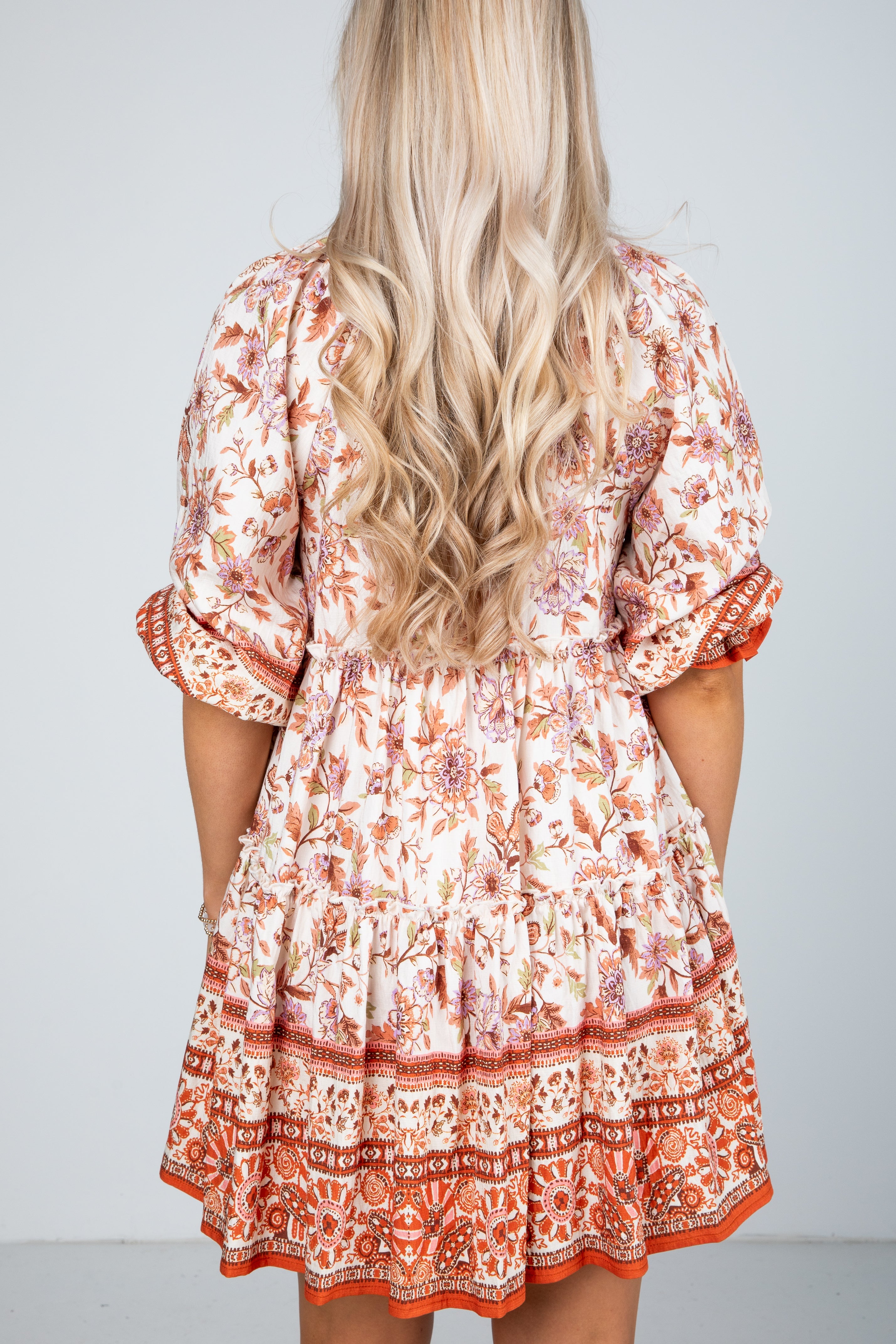 Fresh Perspective Ivory Floral Tiered Mini Dress