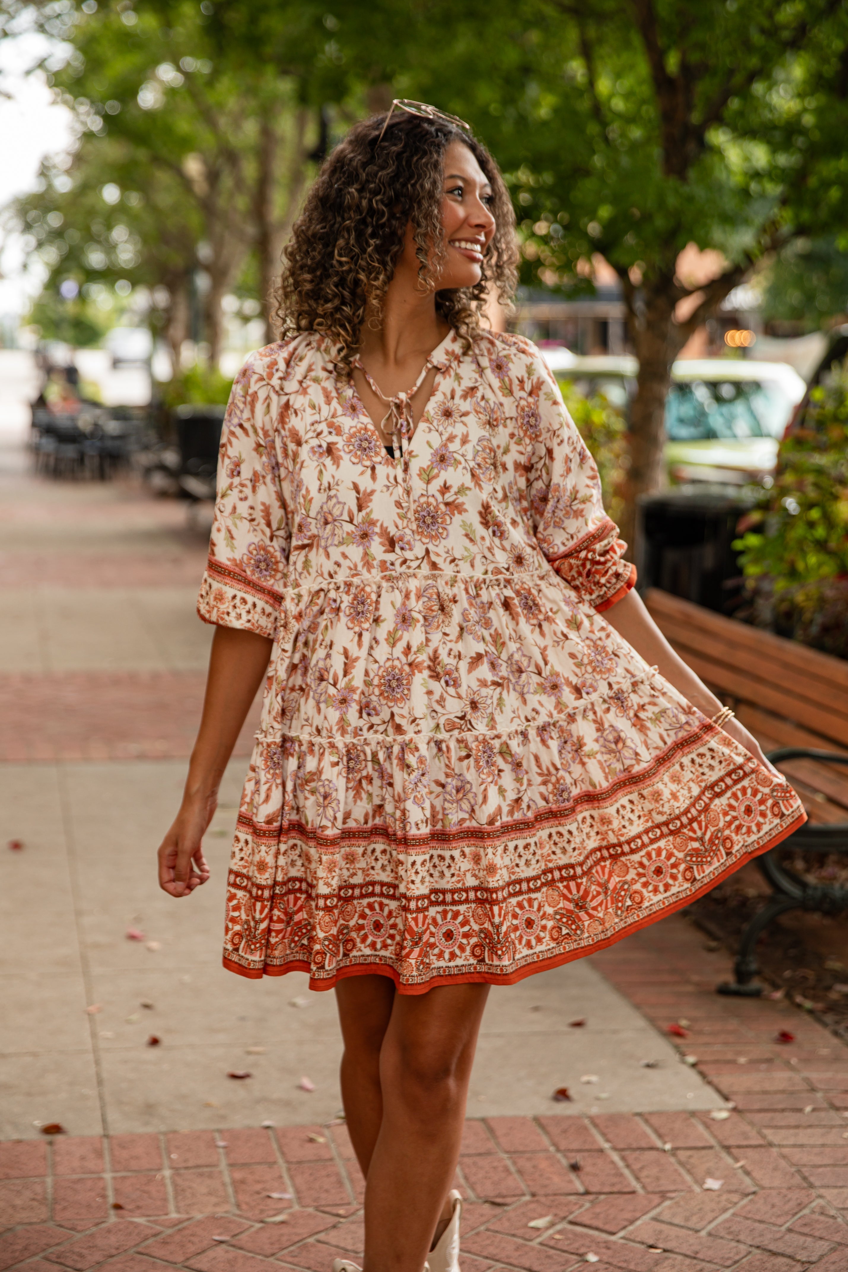 Fresh Perspective Ivory Floral Tiered Mini Dress
