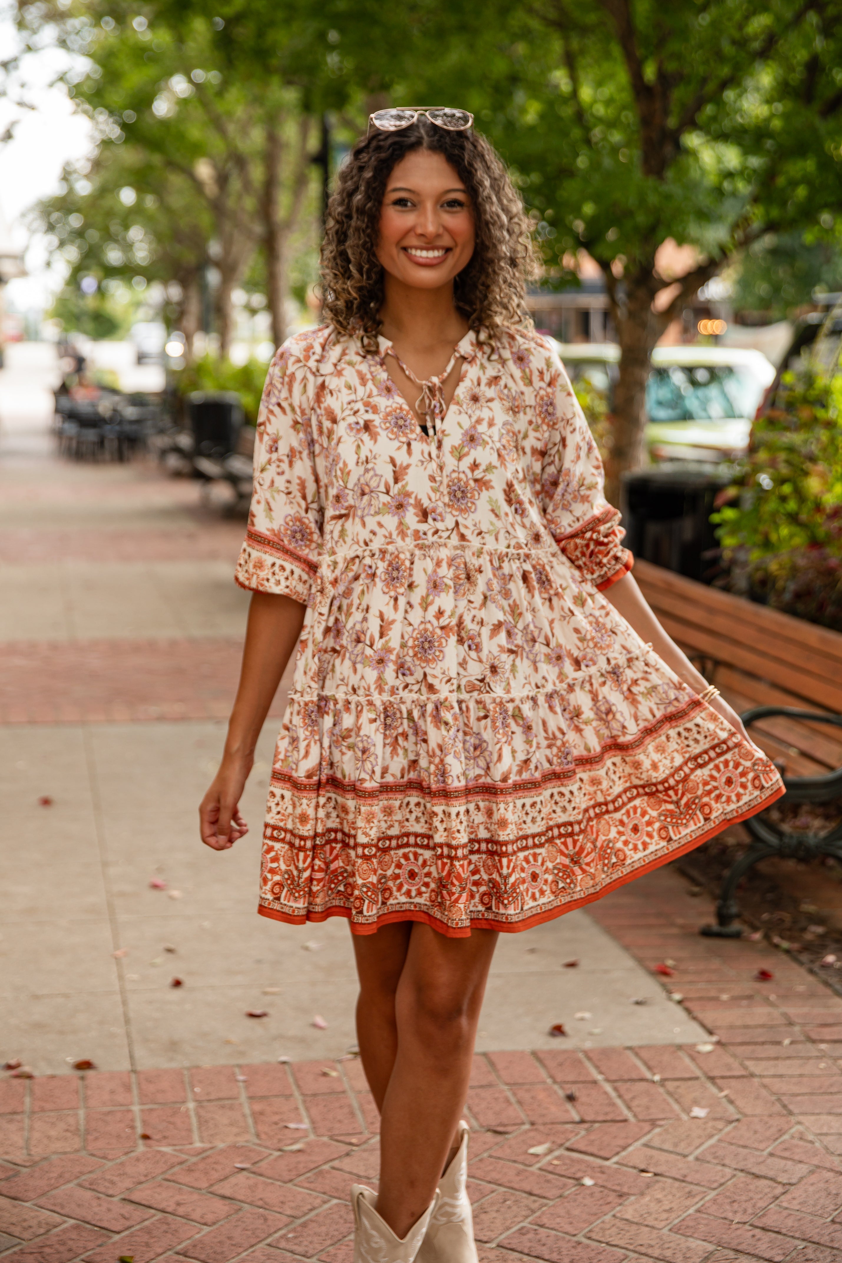 Fresh Perspective Ivory Floral Tiered Mini Dress