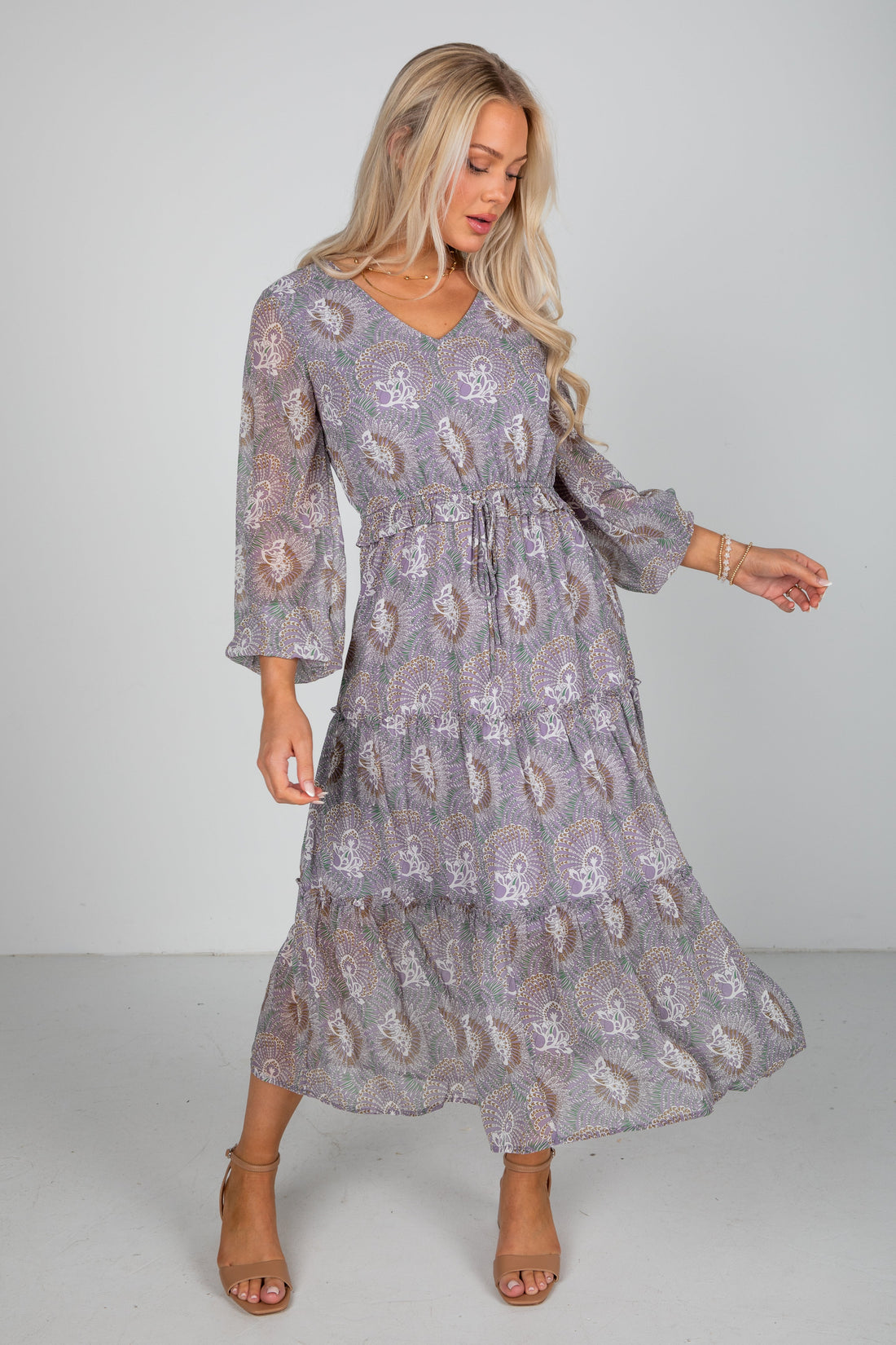 Stay With Me Lavender Floral Midi Dress