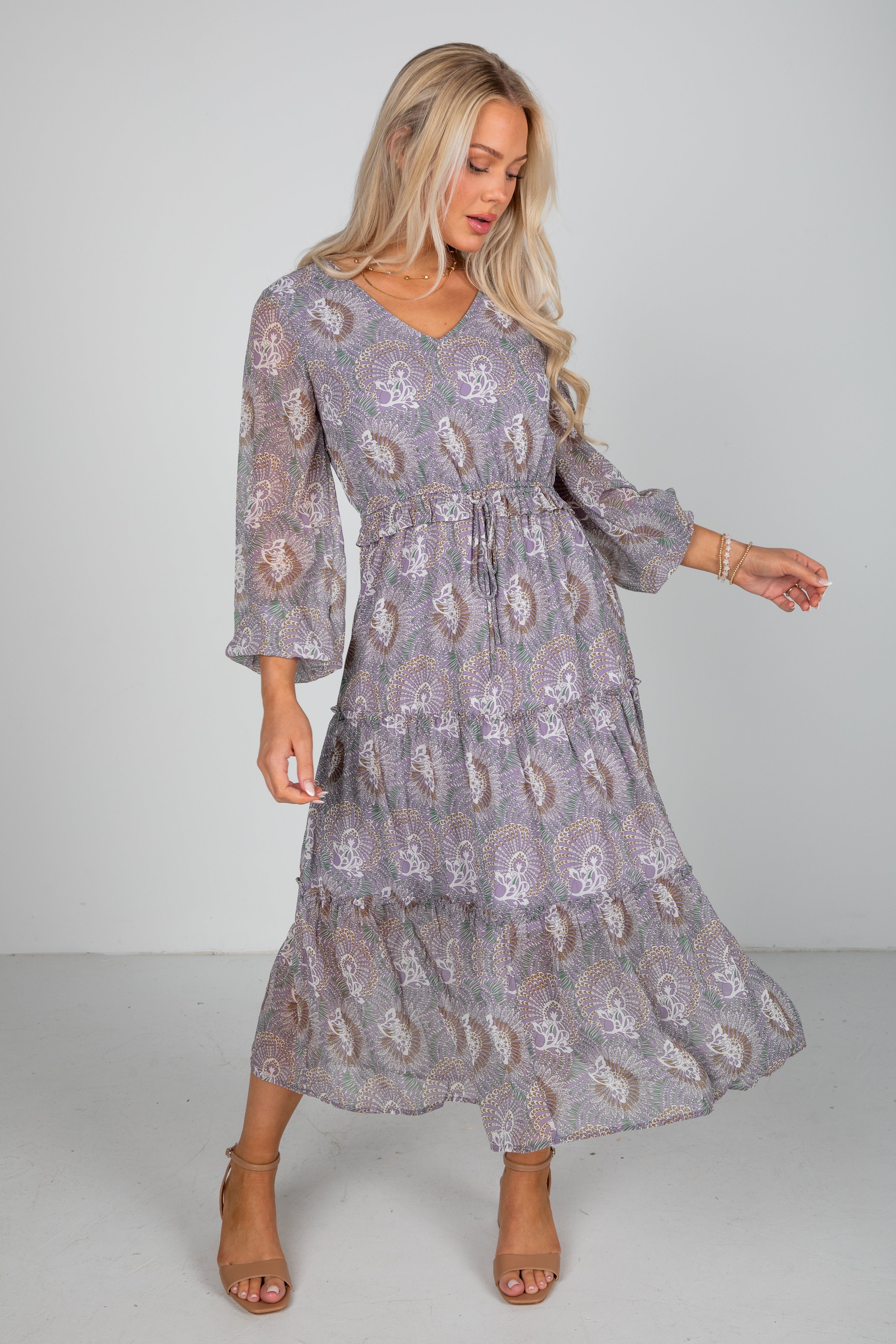 Stay With Me Lavender Floral Midi Dress